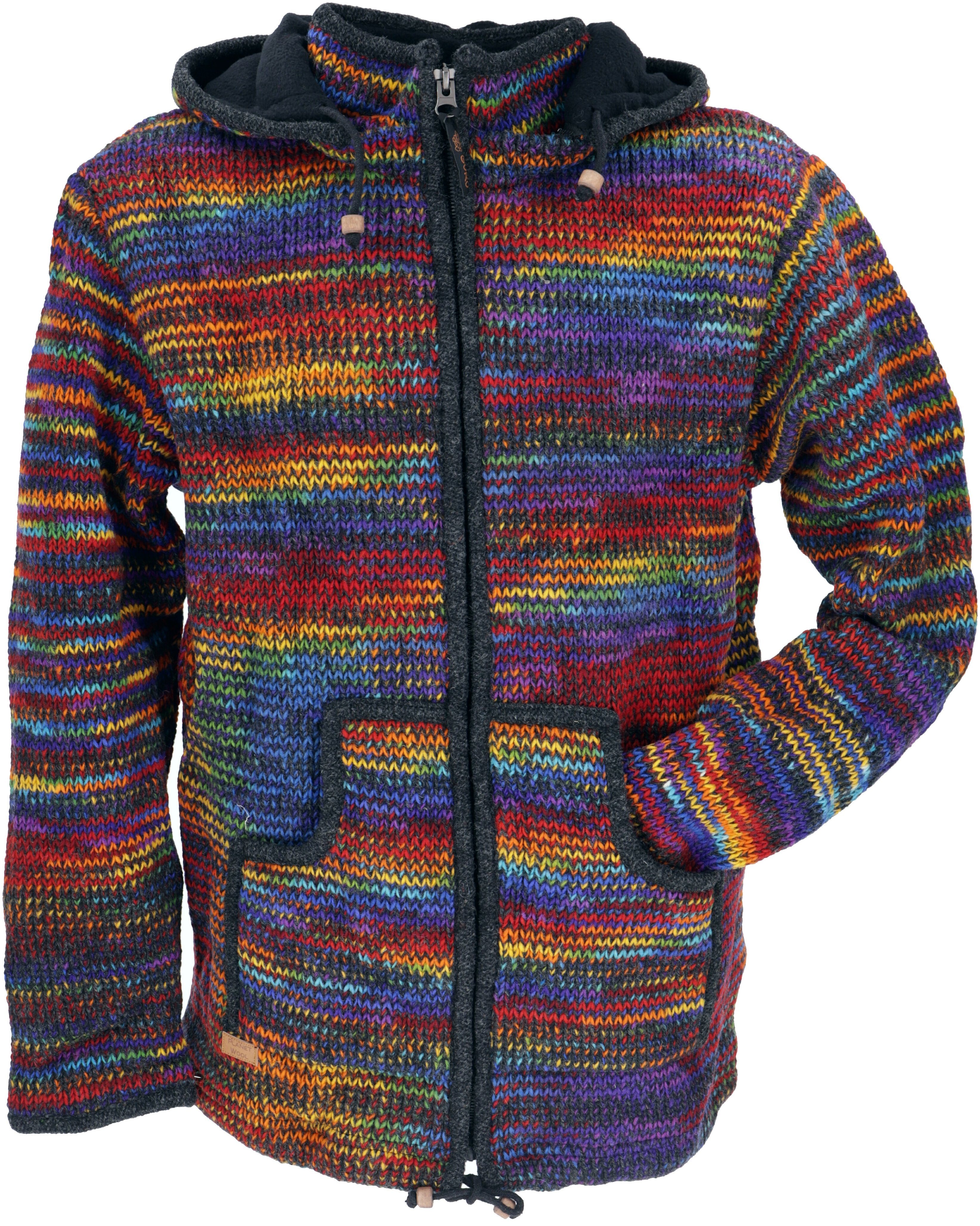 Guru-Shop Langjacke Kuschelige gefütterte Unisex Strickjacke,.. alternative Bekleidung