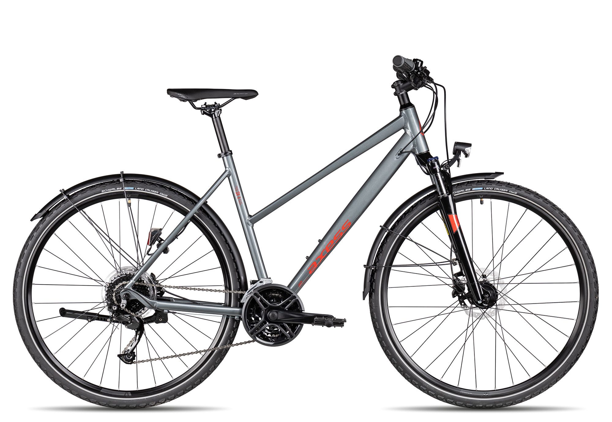 Axess Crossrad VERIS STREET Trapez, 27 Gang Shimano RD-Alivio M3100-9 Schaltwerk, Kettenschaltung, Damenrad 28 Zoll 27-Gang schwarz/grau