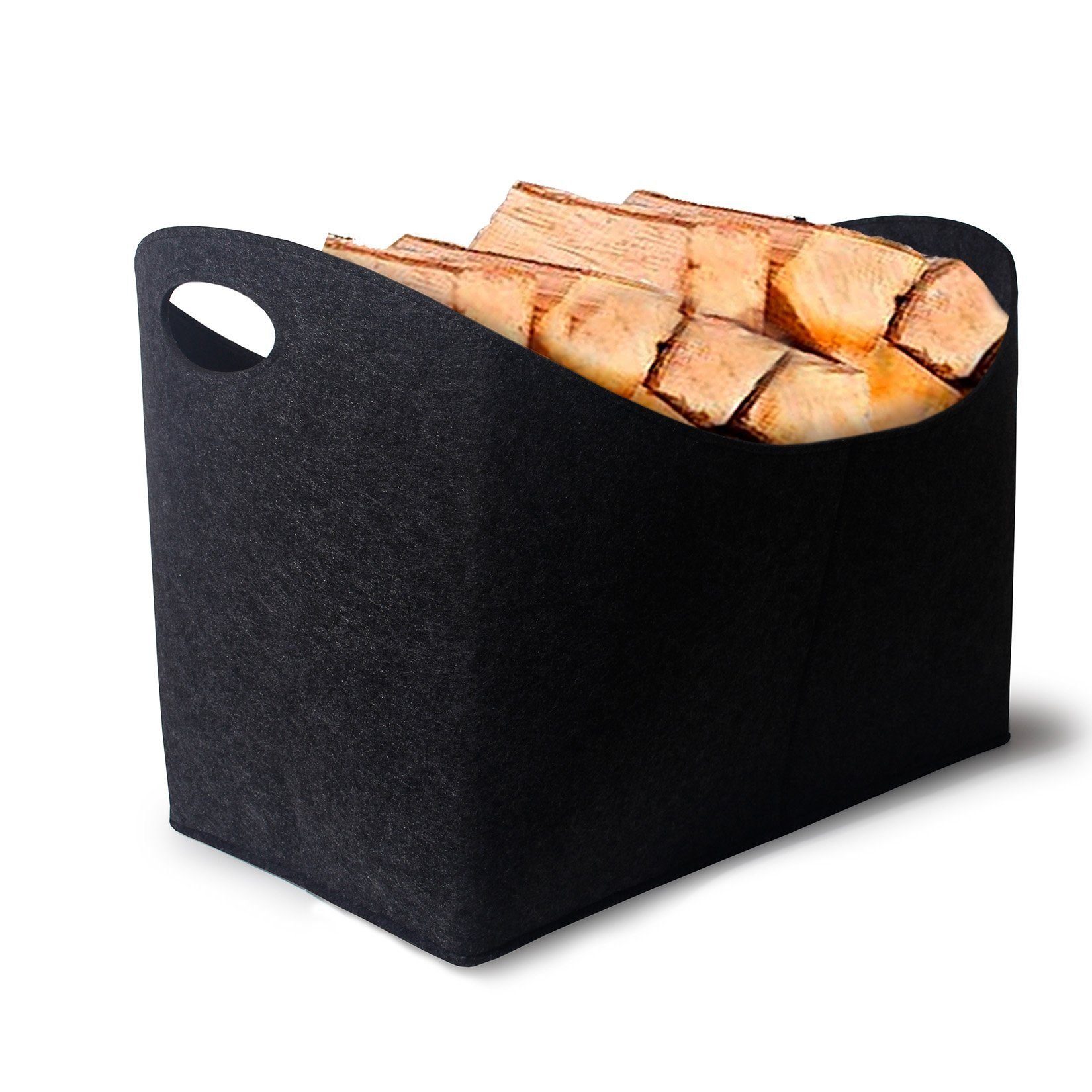 Zedelmaier Kaminholzkorb Holzkorb fürKaminholz,Aufbewahrungskorb Groß,Dicker Filztasche Shopper (FT54GR), Extra dicker (5mm) Dunkelgrau