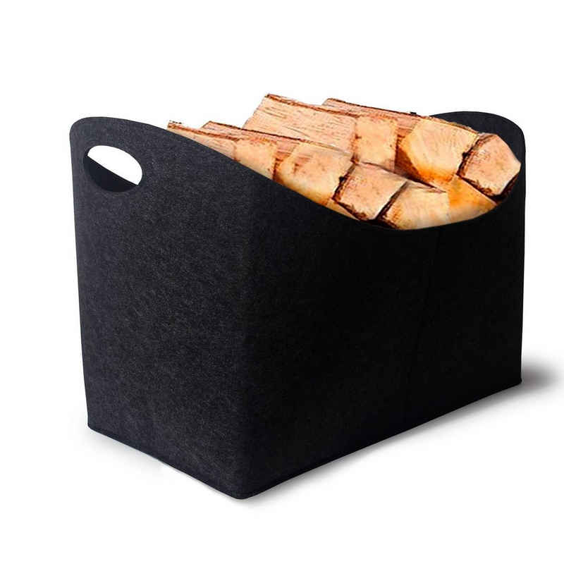 Zedelmaier Kaminholzkorb Holzkorb fürKaminholz,Aufbewahrungskorb Groß,Dicker Filztasche Shopper (FT54GR), Extra dicker (5mm)