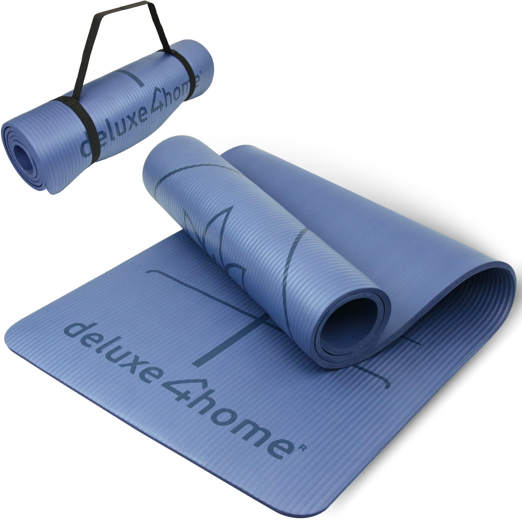 deluxe4home Yogamatte Gymnastikmatte mit Ausrichtungslinien I Phthalatfreie NBR Turnmatte, inkl. Tragegurt