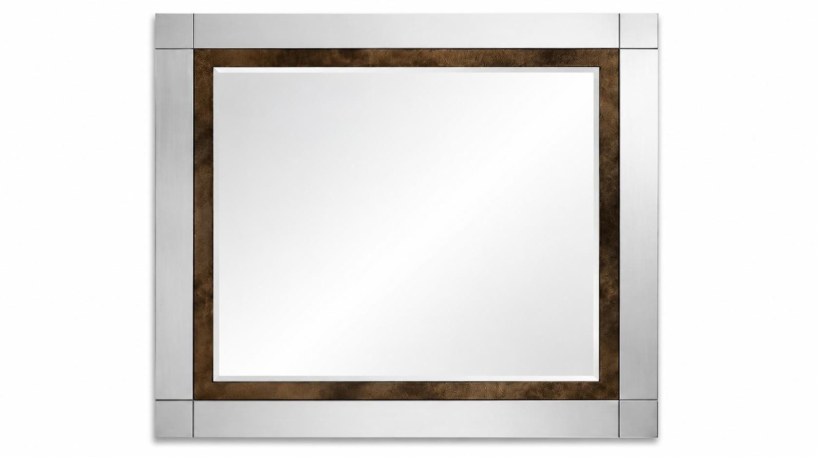 JVmoebel Wandspiegel Eleganter Wandspiegel mit modernem Silberrahmen und Bronzeakzenten, Made in Europa