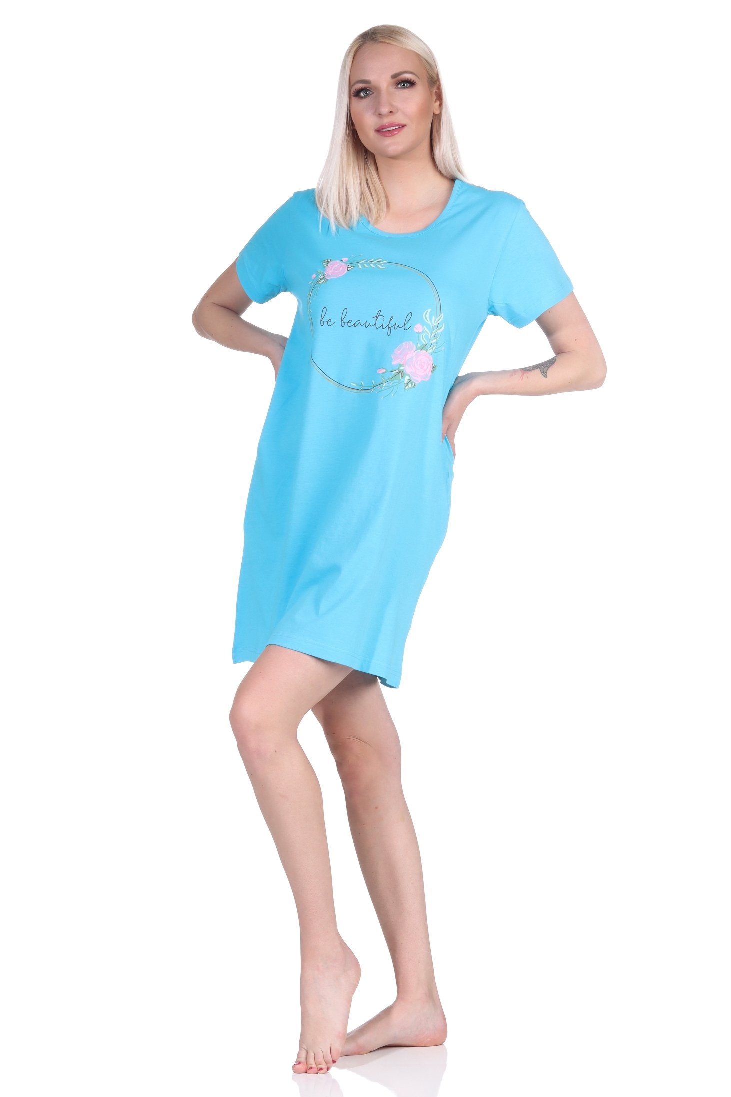 kurzarm 2er in Damen Pack Nachthemd Nachthemd Schlafshirt Designs farbenfrohen Normann