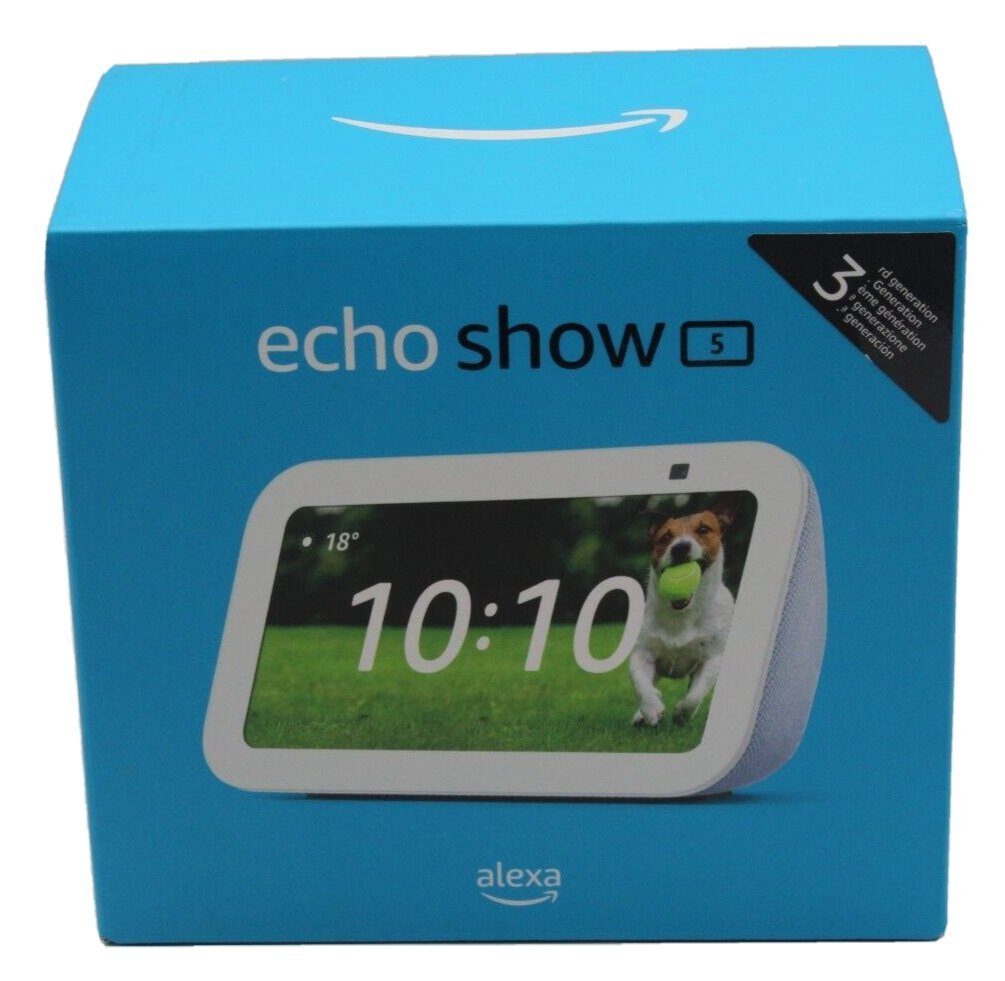 Speaker Echo Smart mit Bluetooth, Mikrofon- 2023 (WiFi), 3. Kamera-aus-Taste) Generation 5 Show Weiß / (WLAN Sprachsteuerung, Bluetooth, Amazon