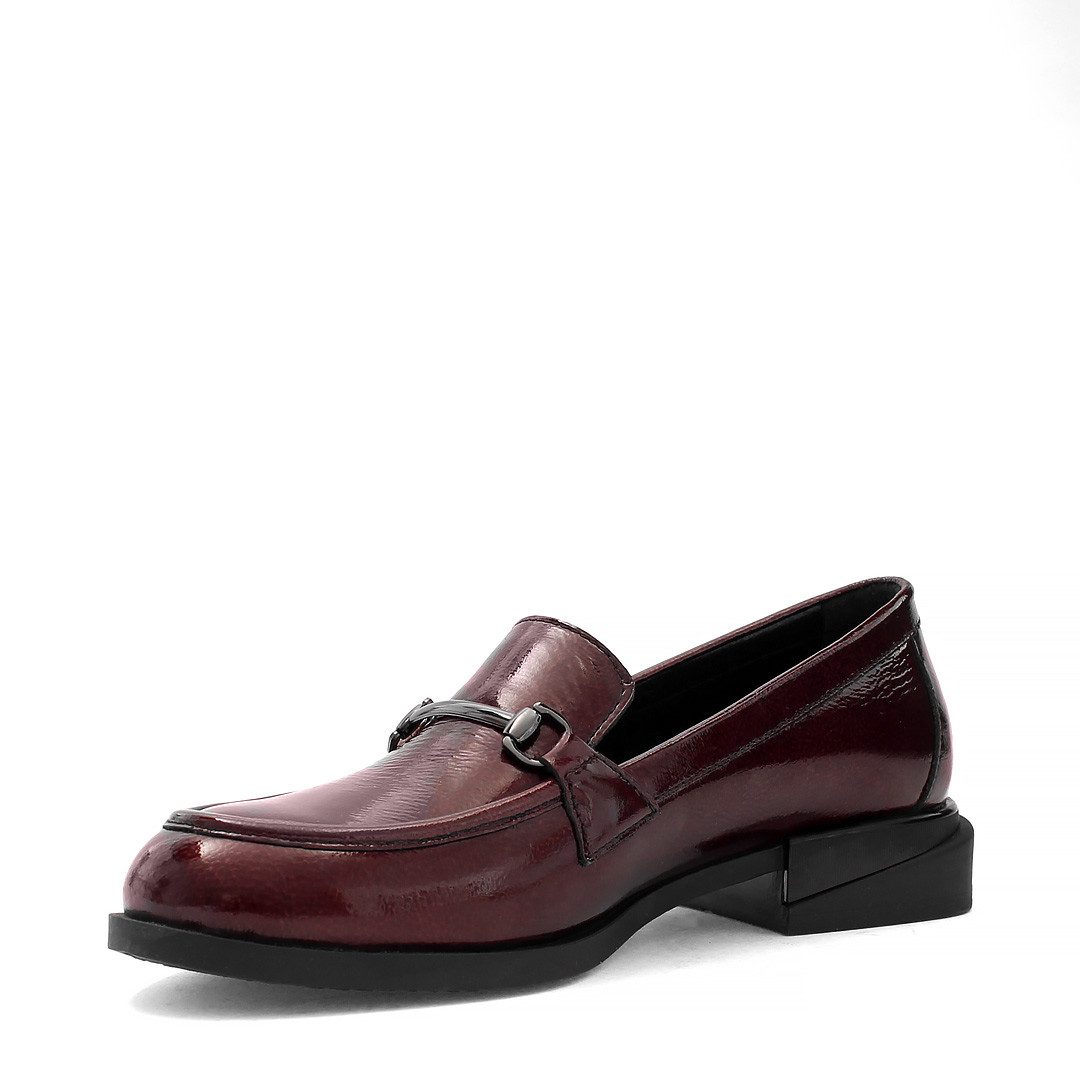 Celal Gültekin Business Lackschuhe Slipper Blockabsatz Trensenspange Damen Loafer Glänzendes Lackleder mit strapazierfähiger Polyurethan-Sohle.