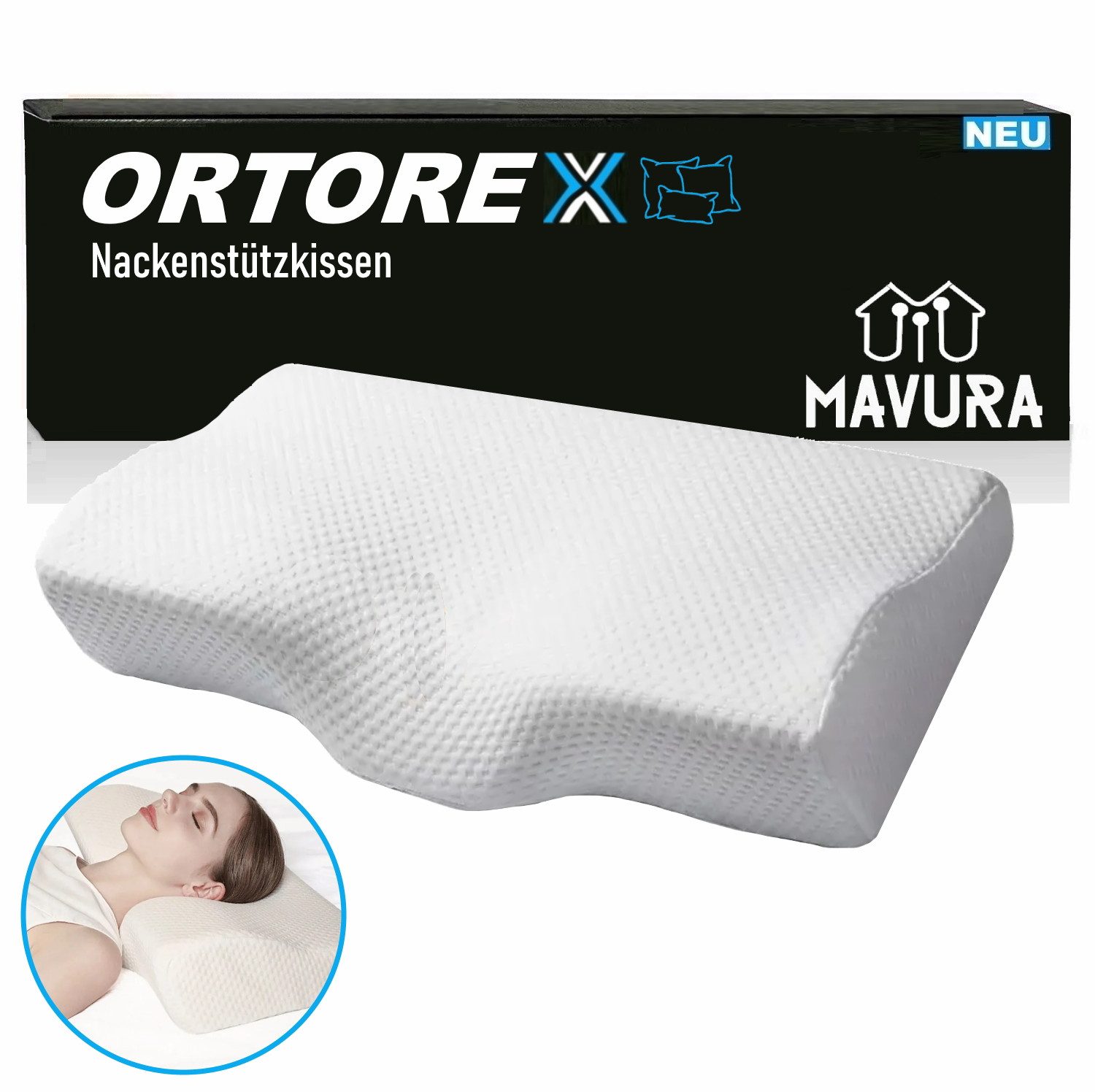 Schlafkissen ORTOREX Ergonomisches Nackenstützkissen Nackenkissen, MAVURA, Nackenkissen Schlaf Подушки, Schlaf Подушки Подушки Rückenschläfer Seitenschläfer Подушки