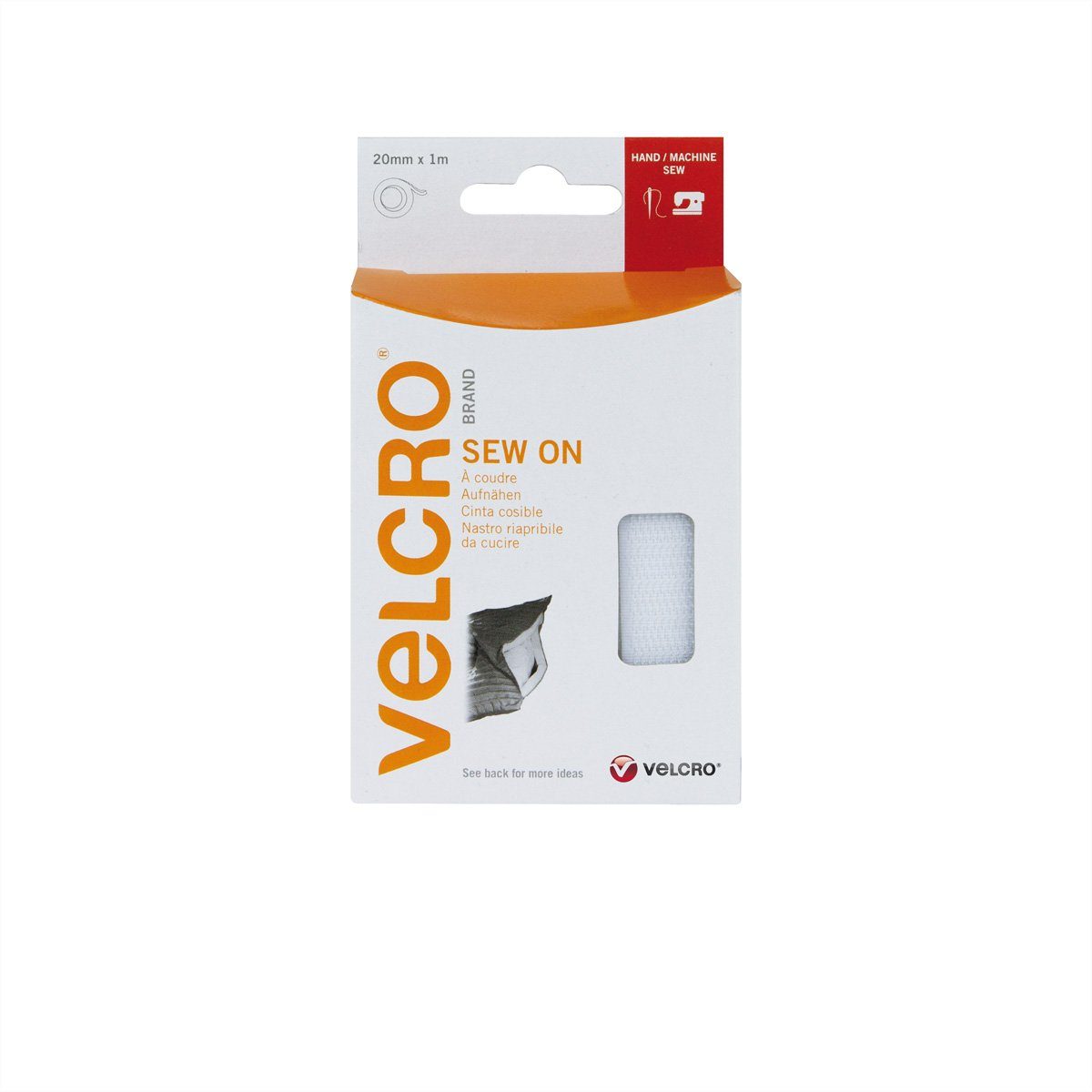VELCRO Kabelbinder Klettband zum Aufnähen Haken & Flausch 20mm x 1m Weiß, VEL-EC60298