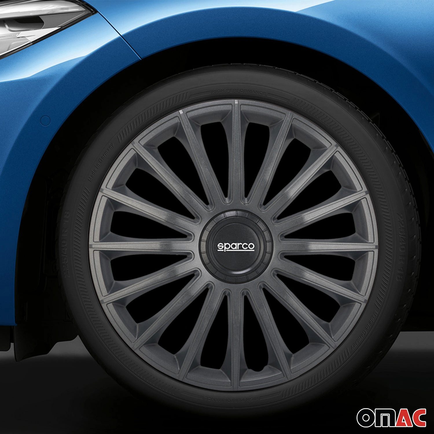OMAC Radkappen Sparco 14 Zoll Roma Silber Grau 4tlg, (4-St) Einfache Installation, Haltbar
