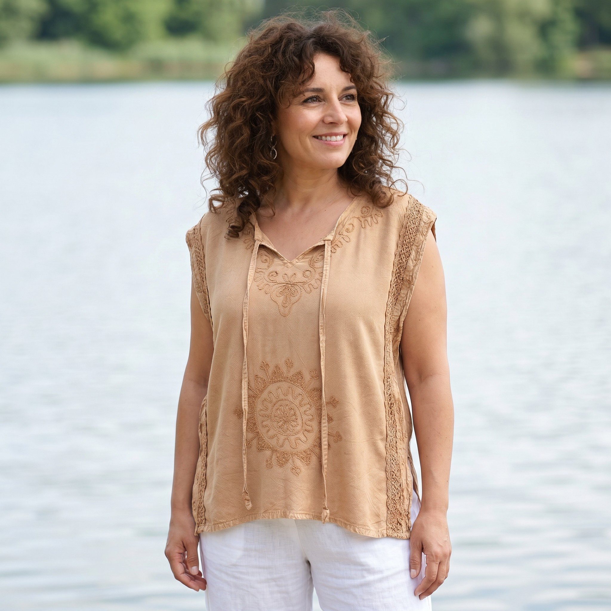Guru-Shop T-Shirt Besticktes indisches Hippie Top, Boho chic.. Festival, Ethno Style, alternative Bekleidung