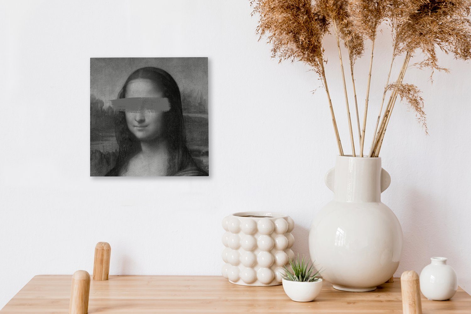 OneMillionCanvasses® Gemälde Mona Lisa da - - Weiß, St), Vinci (1 für Leonardo Wohnzimmer Leinwand bunt Schwarz - Schlafzimmer Bilder