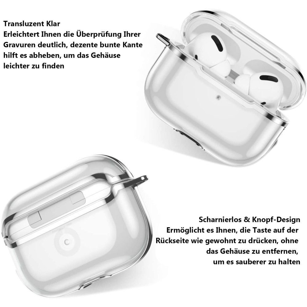 GelldG Kopfhörer-Schutzhülle »Case mit Karabiner kompatibel mit Apple [ AirPods Pro], Zuverlässiger Fallschutz, Kratzfest, kabelloses Aufladen –  [Transparent + Silber]« online kaufen | OTTO