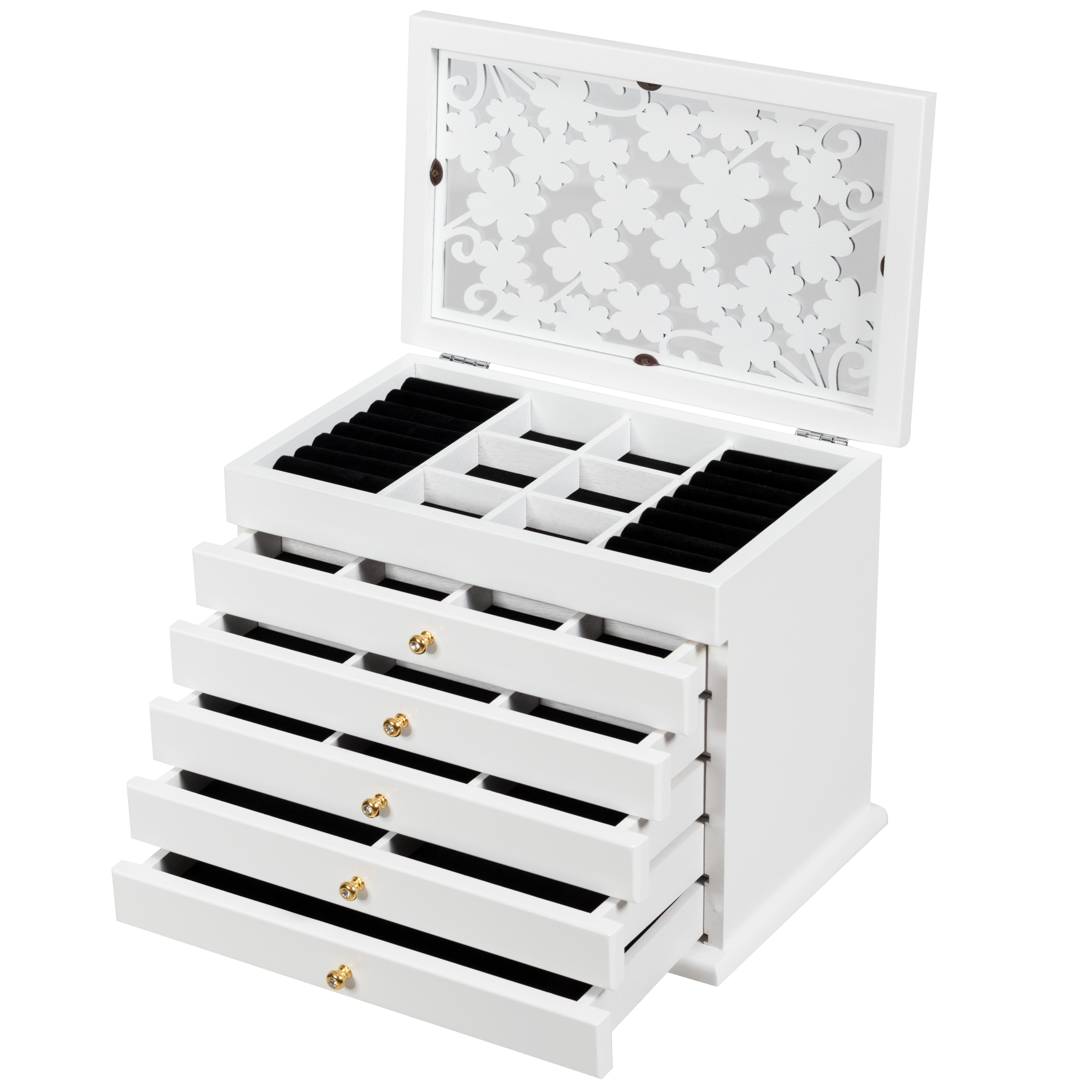 COSTWAY Schmuckkasten Schmuckkästchen, mit 5 Schubladen, 6 Ebenen, Holz