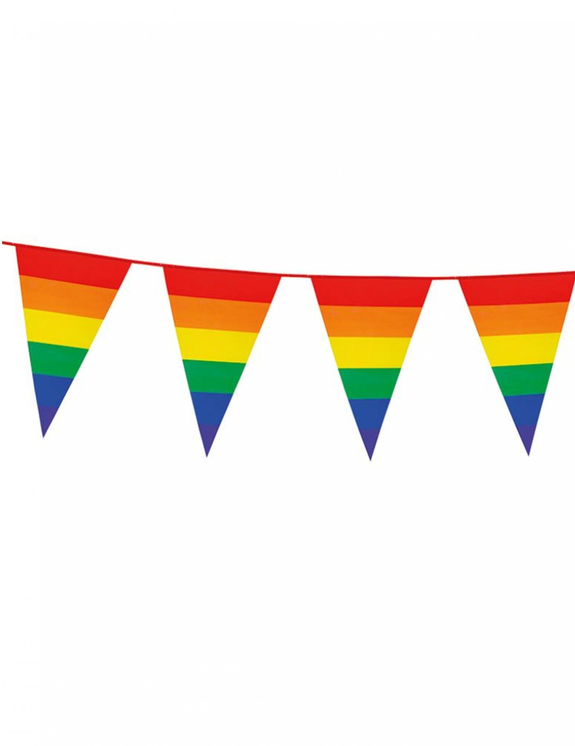 Boland Kostüm Regenbogen Wimpel-Girlande Party-Deko bunt 8m