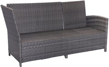 KONIFERA Gartenlounge-Set Paris, (Set, 17-tlg., 2x 3er Bank, 1x Sitzbank, 1x Hocker, 1x Tisch 140x80x67cm, Aluminium), inkl. Auflagen/Schutzhülle, Polyrattan, Rückenlehne verstellbar