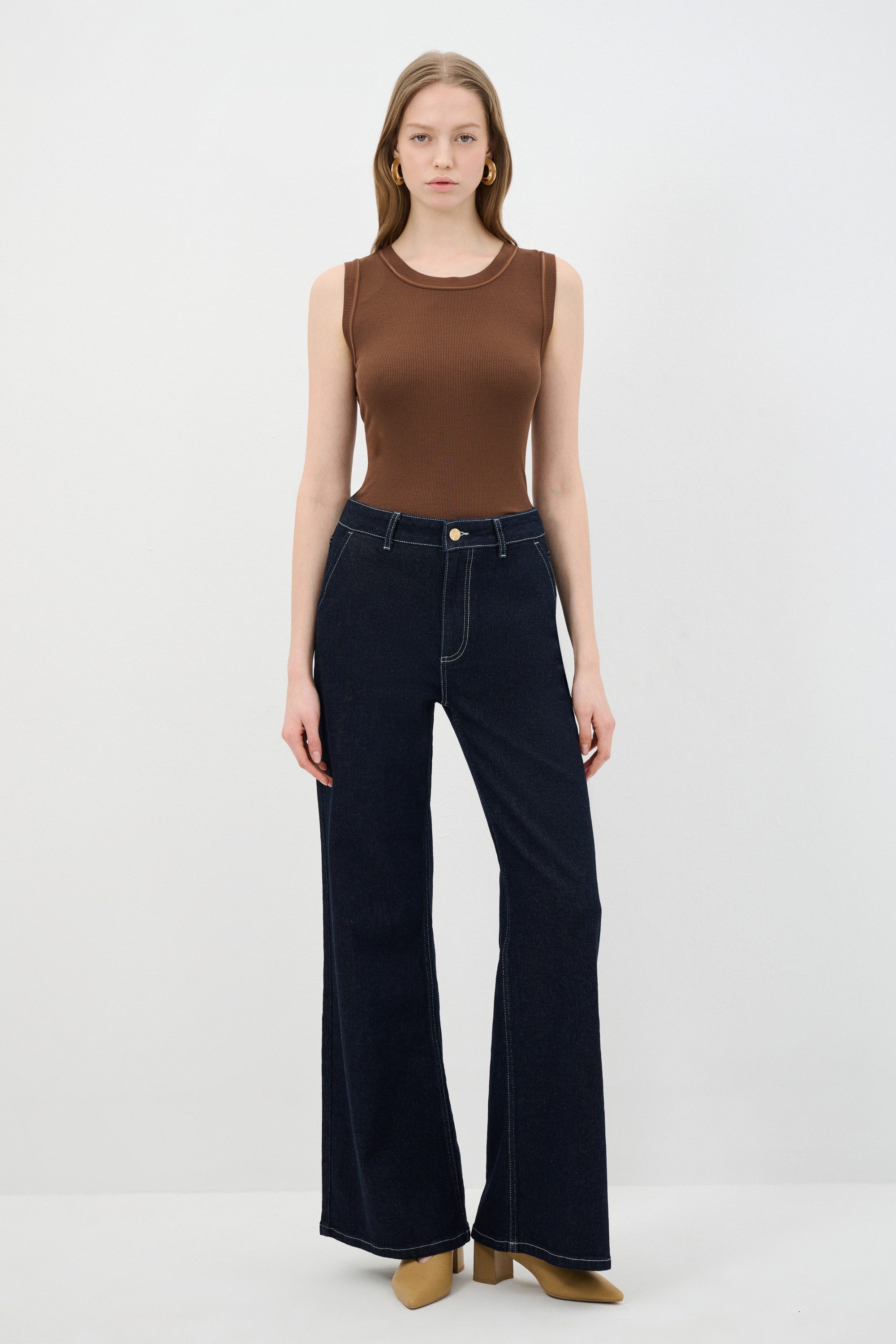 adL Bequeme Jeans Jeanshose mit weitem Bein und Taschen