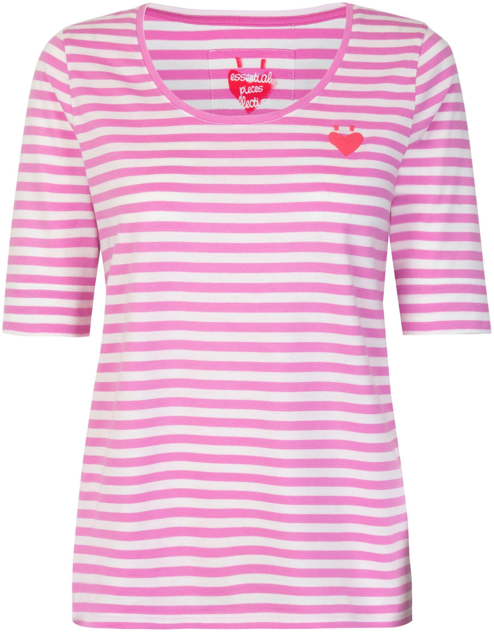 FriaEP rosa Lieblingsstück Rundhalsshirt mit Streifen