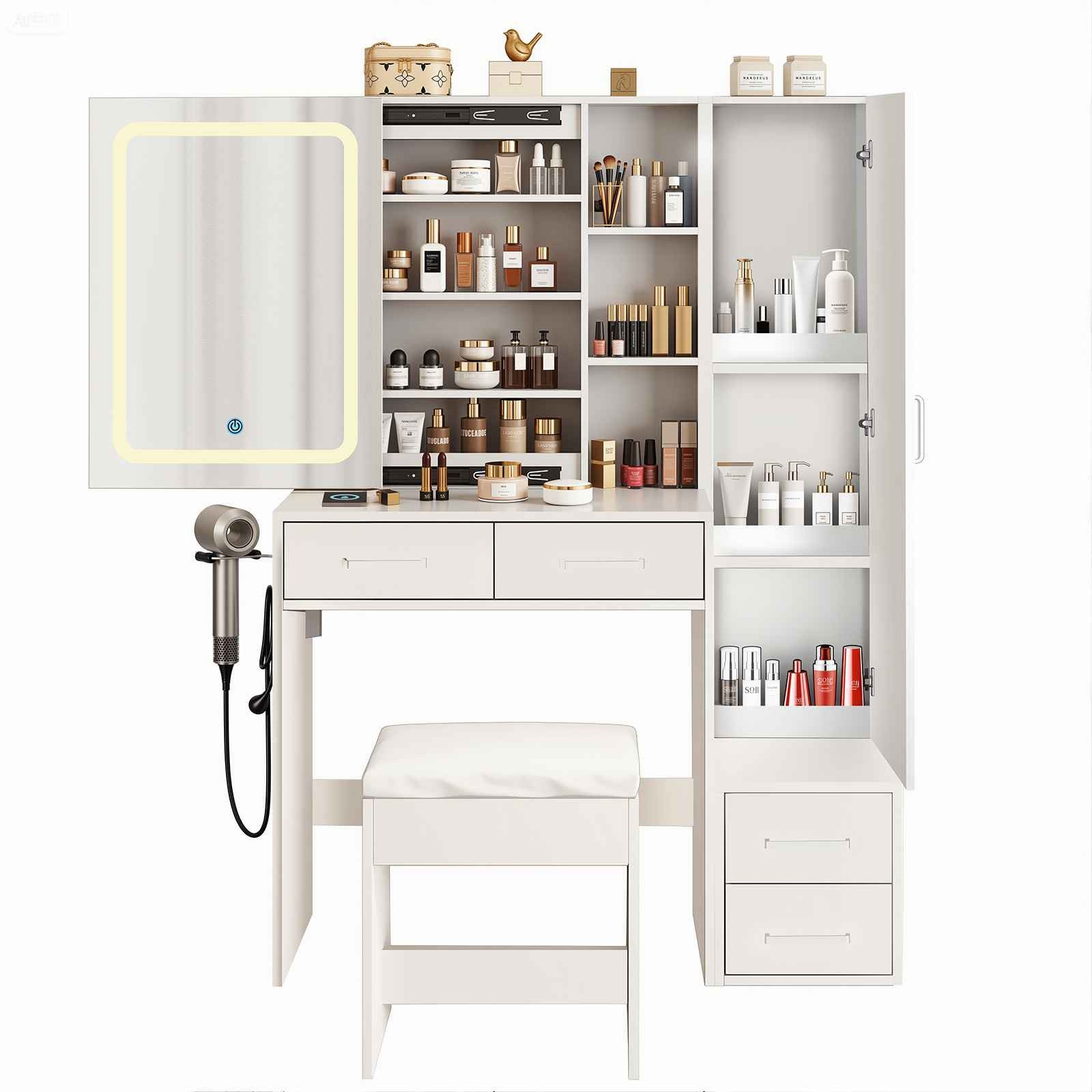 BBG Schminktisch Moderner Schminktisch mit LED-Spiegel, günstig online kaufen