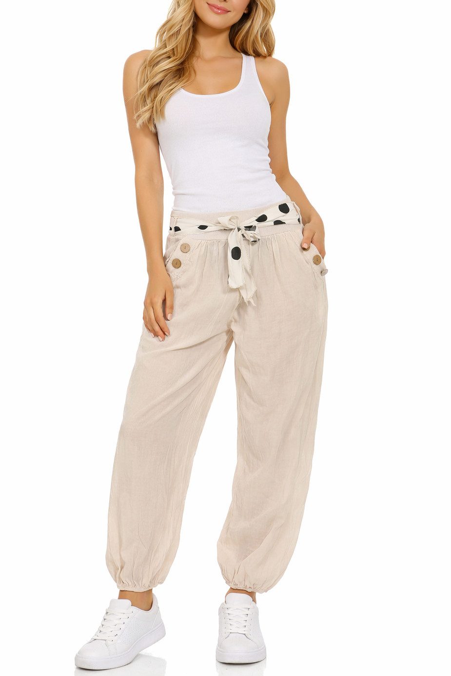 Mississhop Haremshose Leichte Baumwollhose einfarbige Hose Sommerhose Aladinhose M. 270 in Unifarbe
