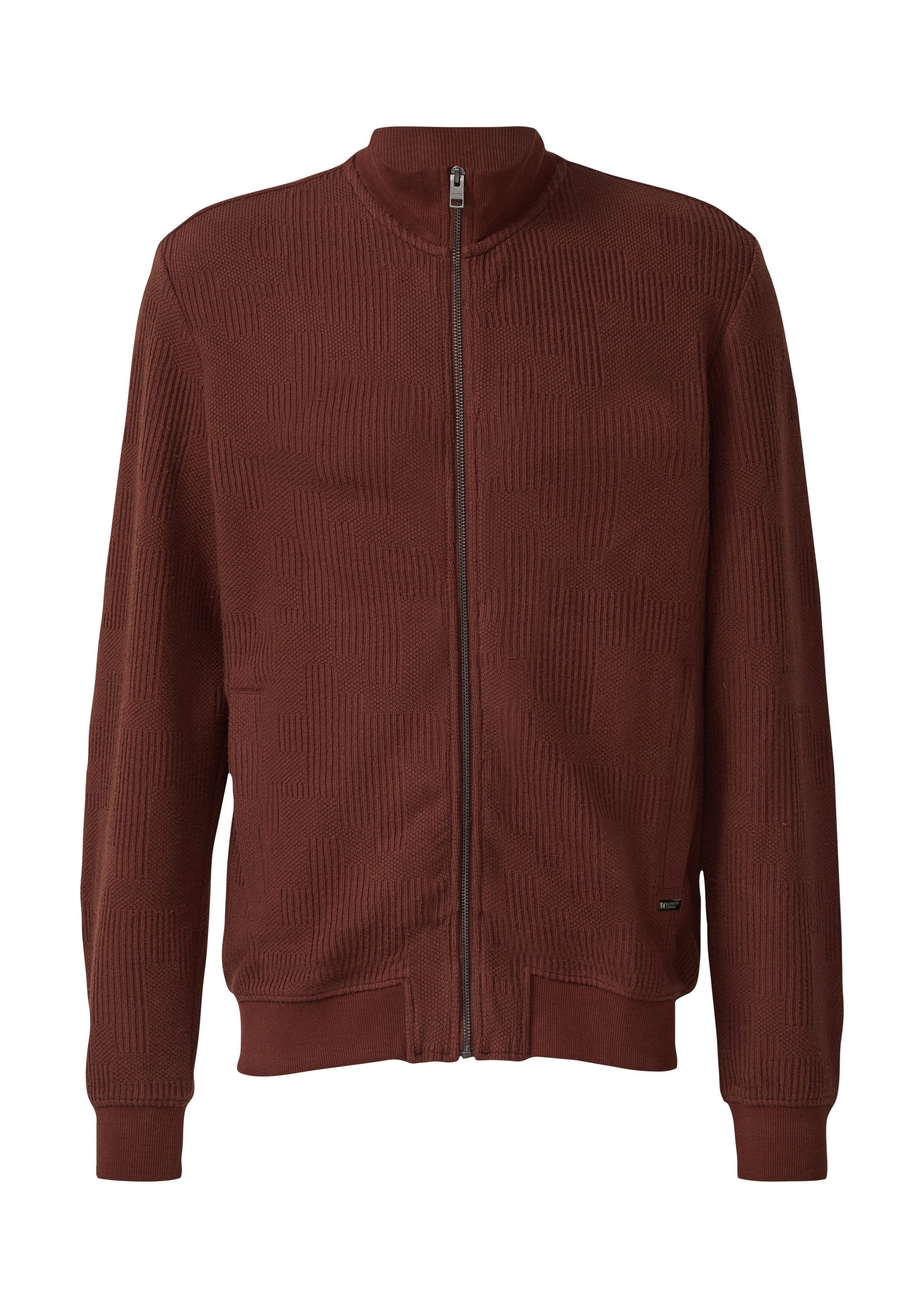 s.Oliver Sweatjacke Sweatshirt Jacke Strukturierte Sweatshirtjacke mit Stehkragen