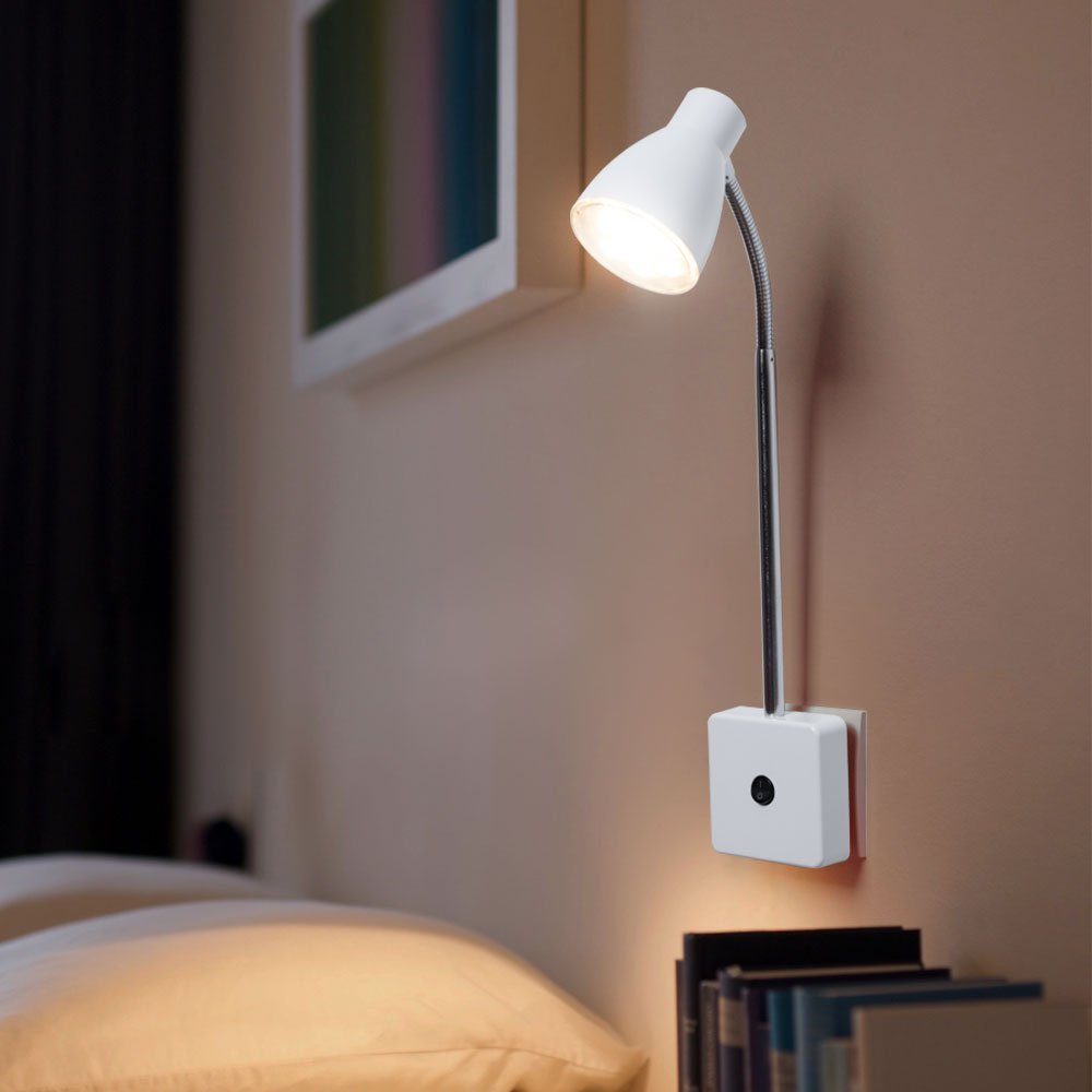 Flexo inklusive, Bett Lampen Schlafzimmer, Wandleuchte, LED Briloner Leuchten LED Wandleselampe Steckerleuchte Leuchtmittel Warmweiß,
