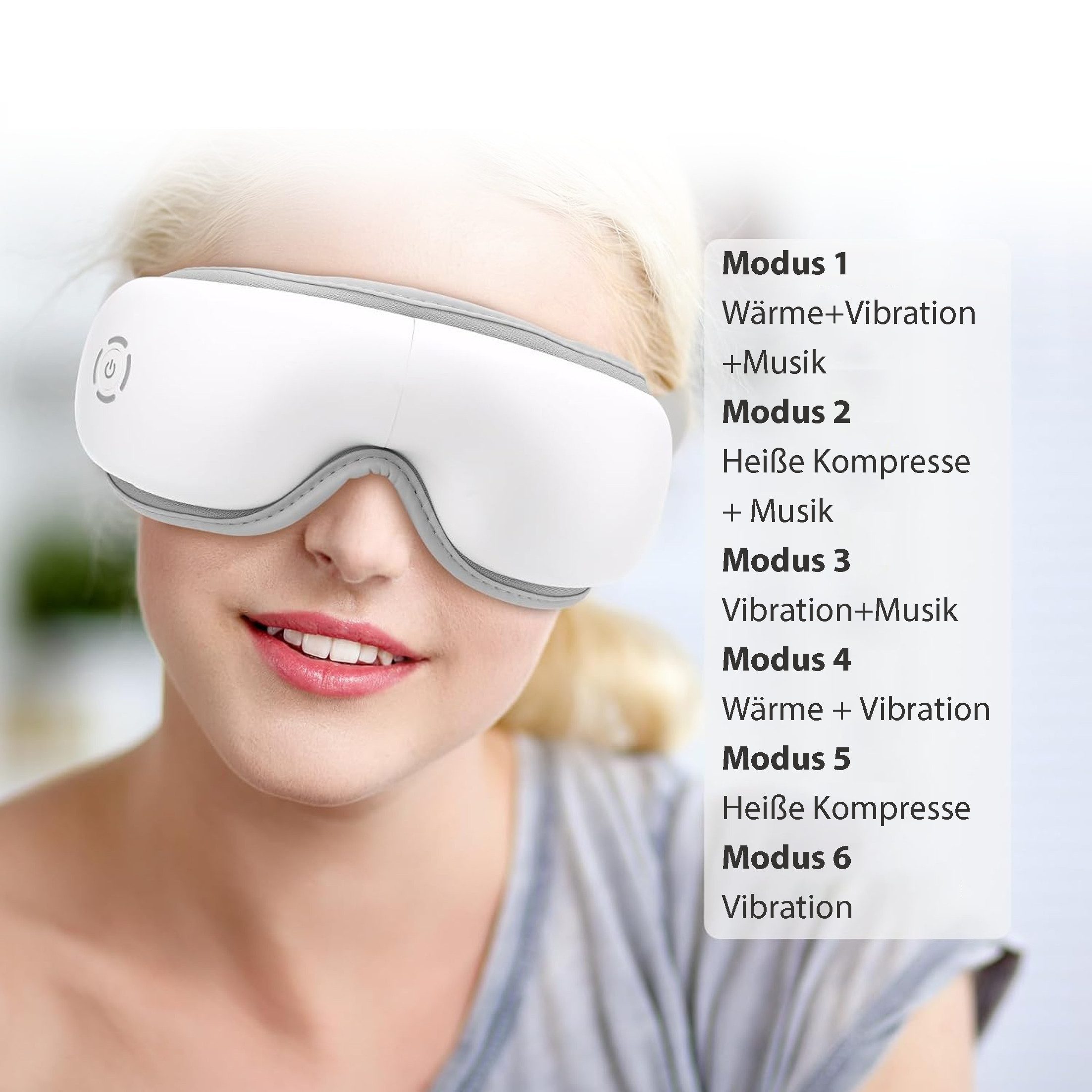 feinlux Massagegerät Augenmassagegerät mit Bluetooth-Verbindung und Musikwiedergabe, Packung, Mit feuchtem Tuch abwischbar, Bluetooth-Verbindung unterstützt