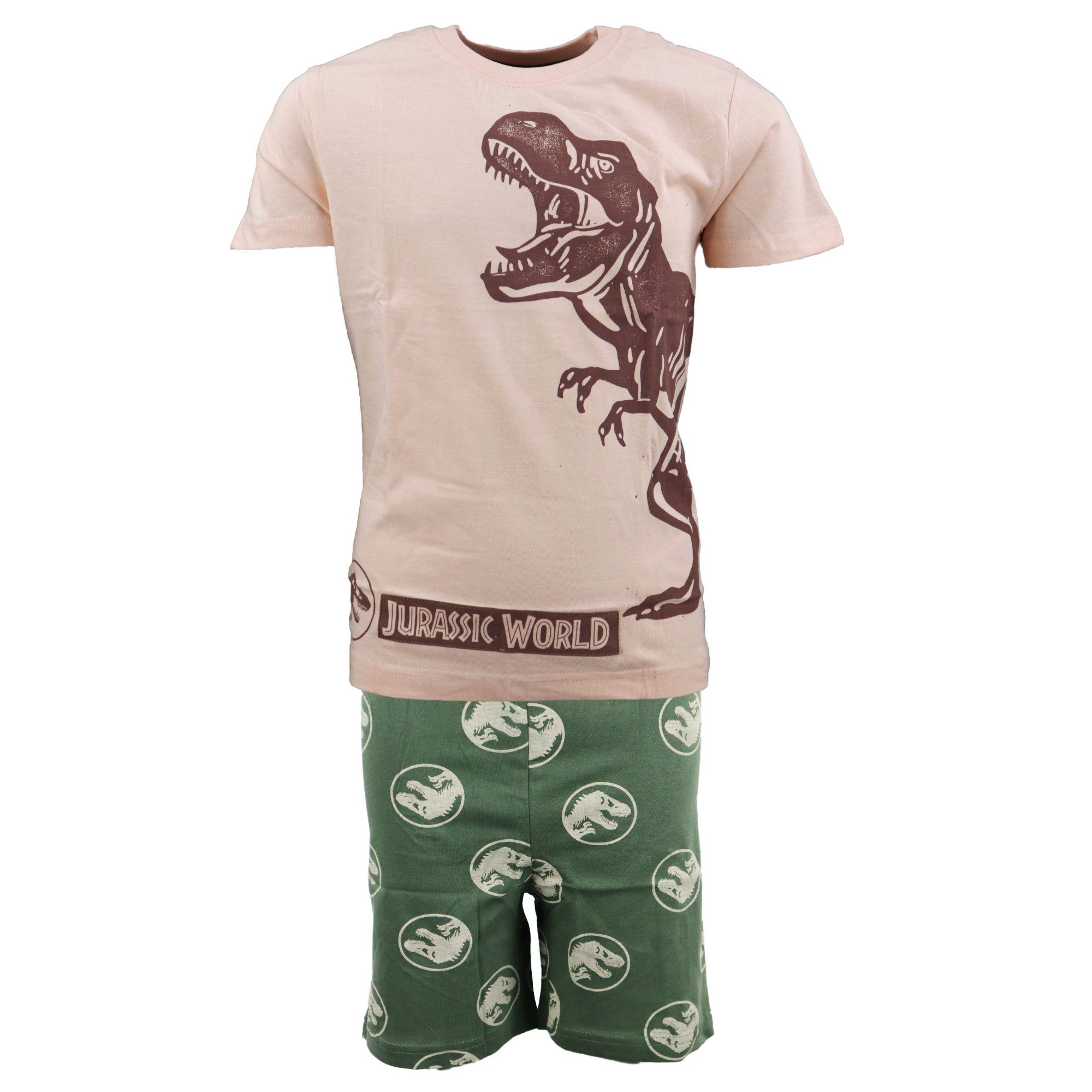 134 Schlafanzug Pyjama Jugend Baumwolle Jurassic Kinder aus Jungen Gr. 100% Jurassic 164 T-Rex World - World