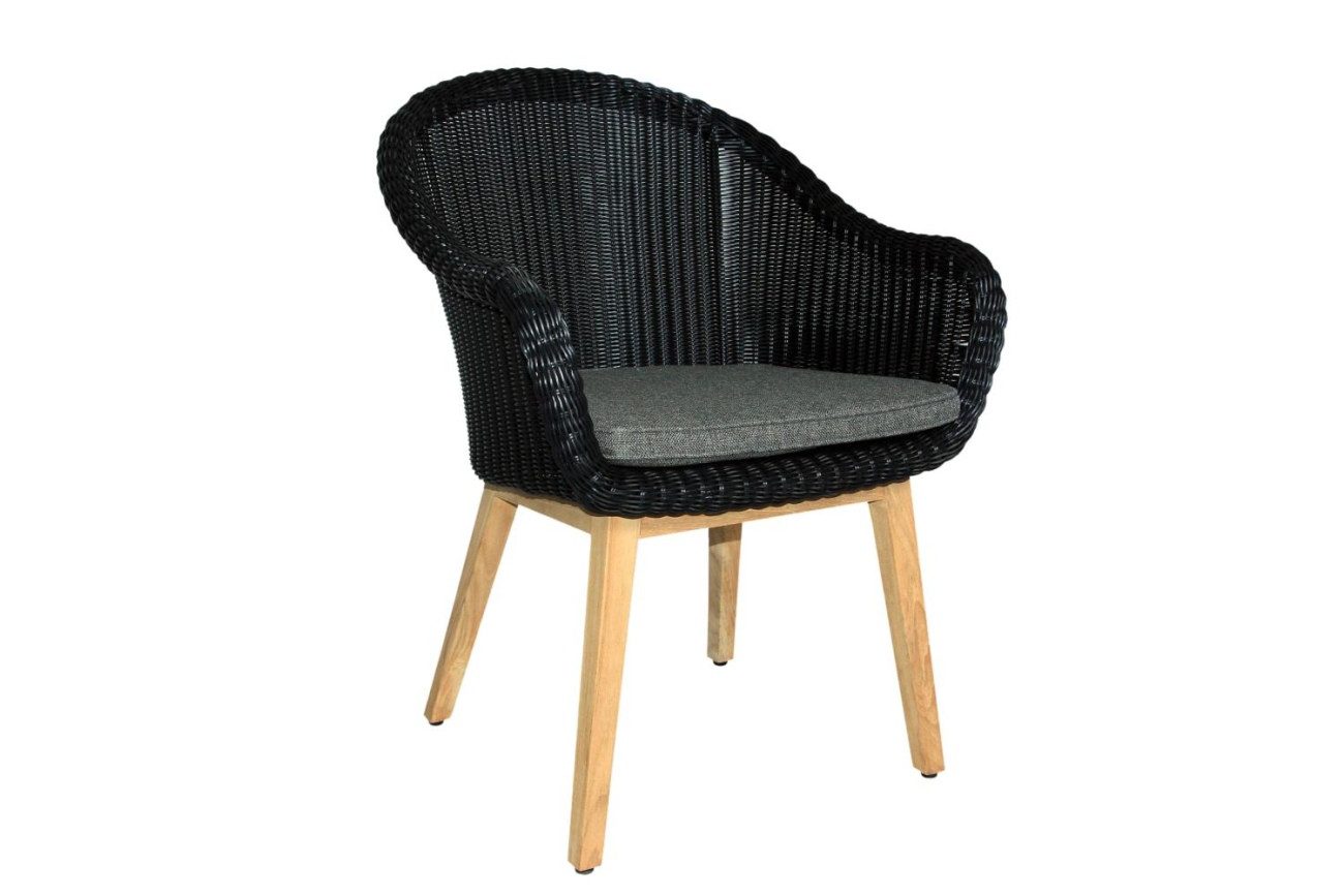 Brafab Gartenstuhl Beverly mit Kissen, Schwarz