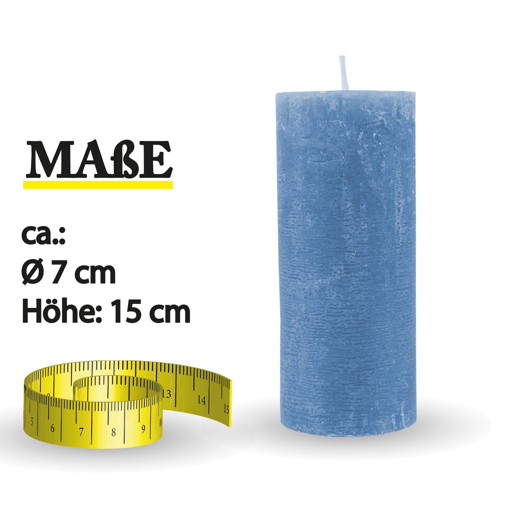 HS Candle Stumpenkerze Rustikale Antik Kerze (vers. Farben / Größen), Duftfreie Altarkerze - Dekokerze - lang Brenndauer - Retro