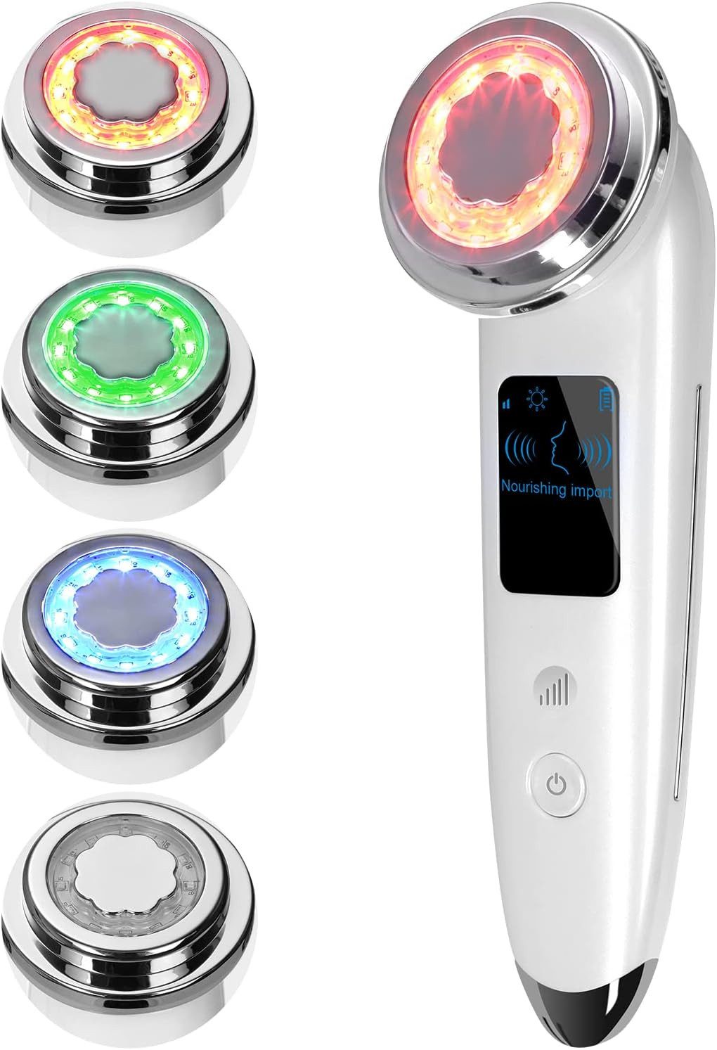 Ophy Mikrodermabrasionsgerät 4-in-1 Mikrodermabrasionsgerät – elektrisches Gesichtsmassagegerät, für straffere Haut, Anti-Aging Hautpflege-Tool (weiß)