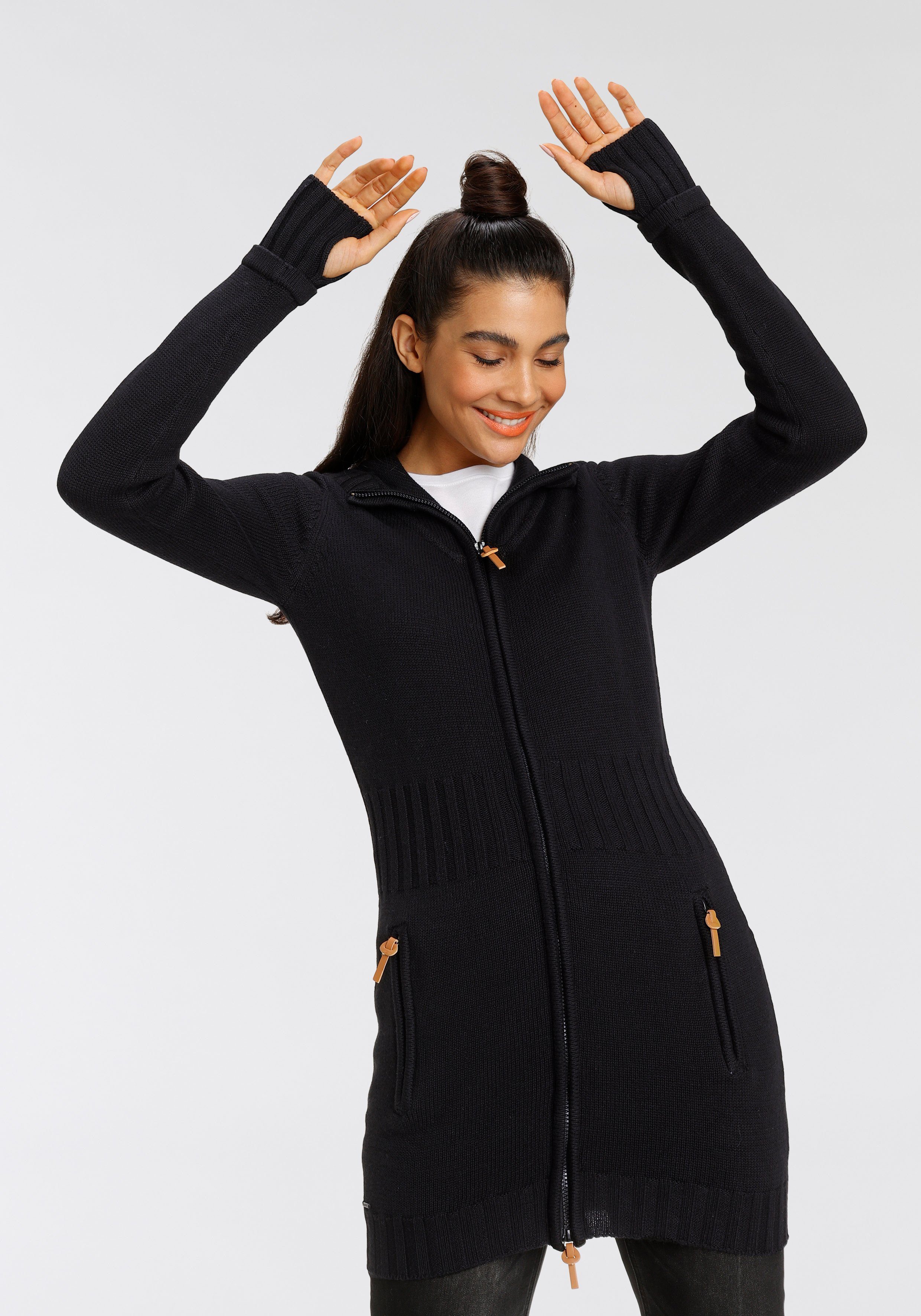 KangaROOS Kapuzenstrickjacke in schmeichelnder Longform günstig online kaufen