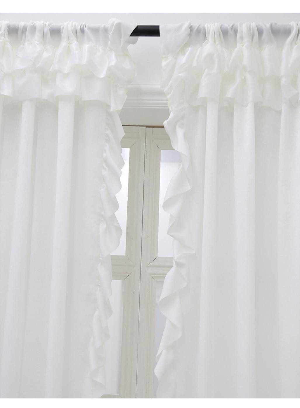 Coonoor Vorhang Weiß Vorhänge Boho Gardinen mit Rüschen für Schlafzimmer, W günstig online kaufen