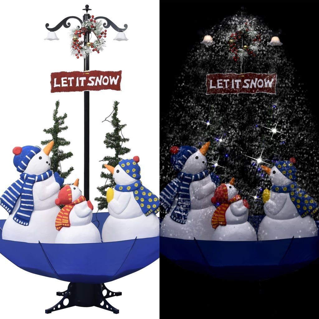 vidaXL Künstlicher Weihnachtsbaum Weihnachtsbaum mit Schnee und Schirm-Fuß Blau 170 cm PVC