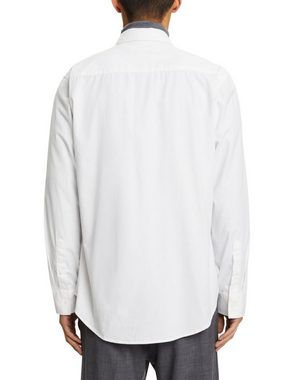 Esprit Langarmhemd Button-Down-Hemd aus Popeline, 100 % Baumwolle
