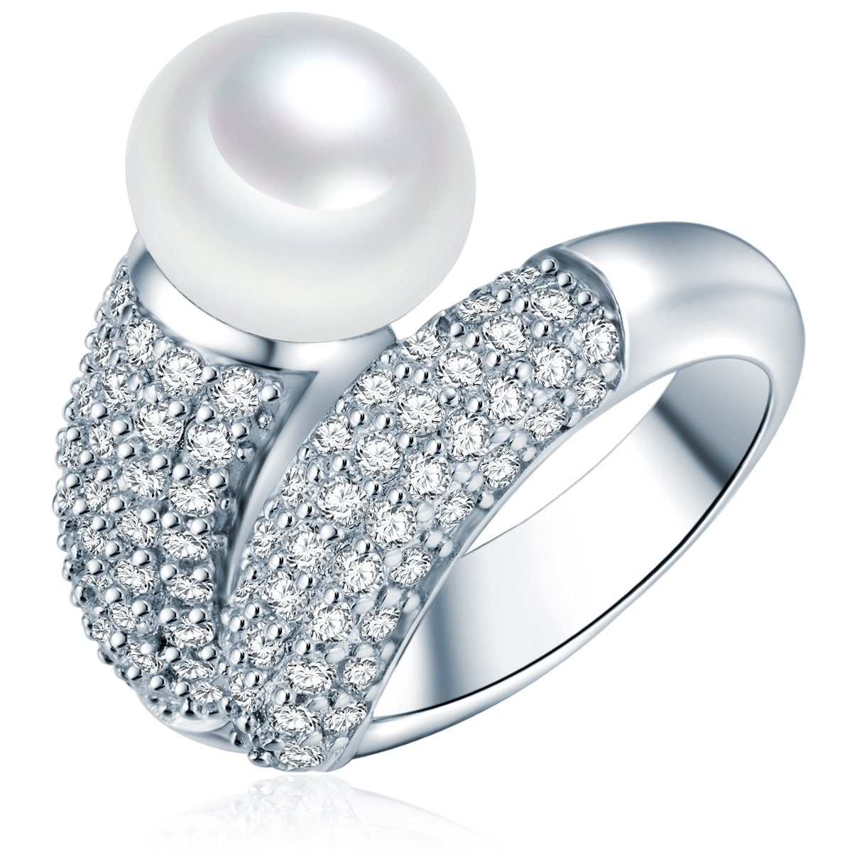 Perlenring Süßwasserzuchtperle Silber 925 Damenring - Perlenschmuck