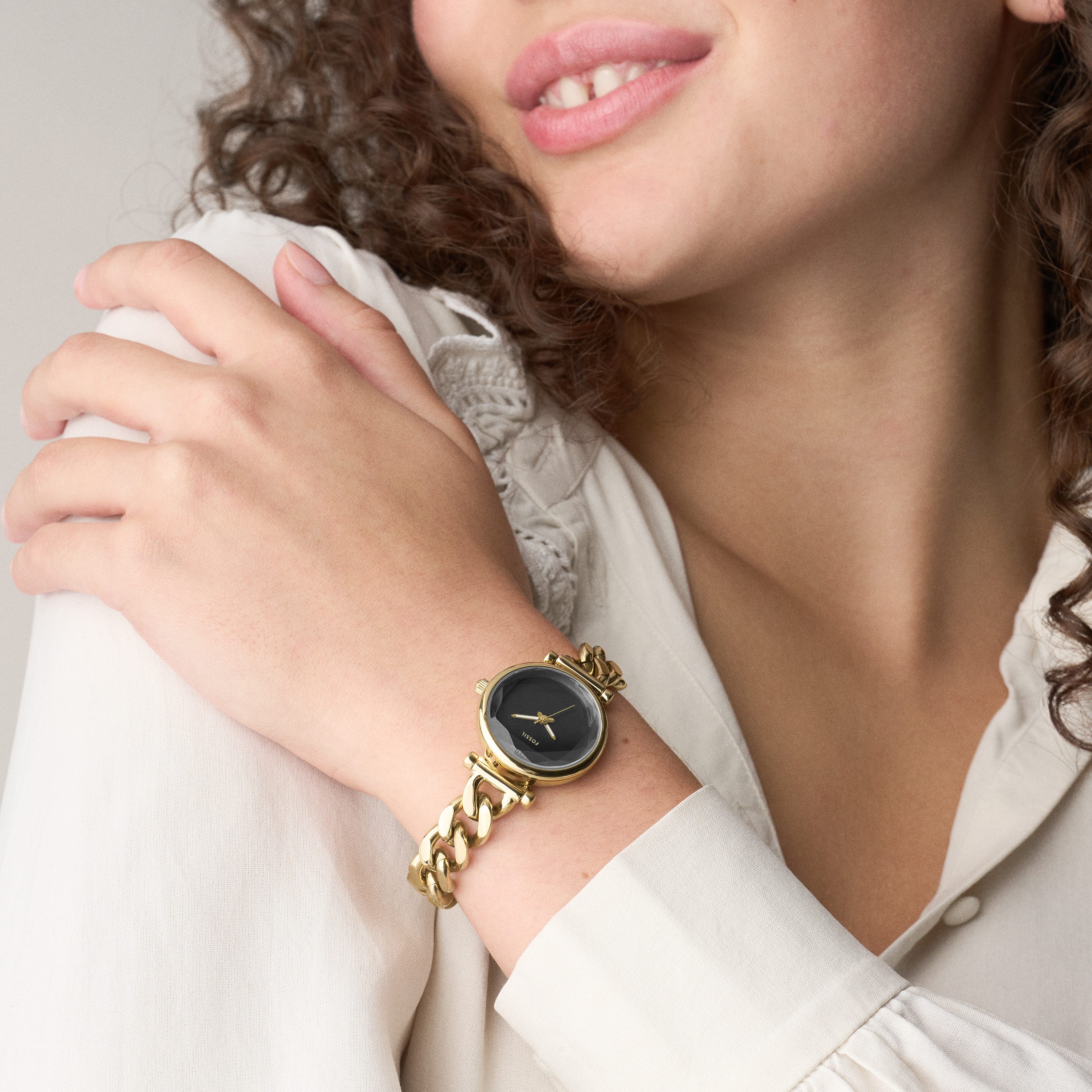 Fossil Quarzuhr CARLIE ES5440, Armbanduhr, Damenuhr, Edelstahlarmband, analog