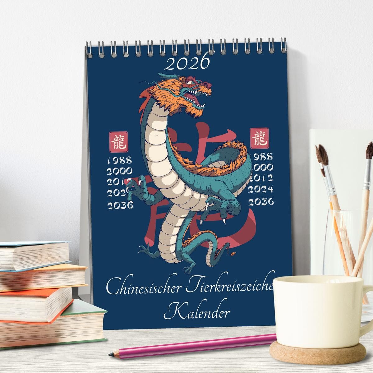 CALVENDO Wandkalender Chinesische Tierkreiszeichen (Tischkalender 2026 DIN A5 hoch), CALVEND