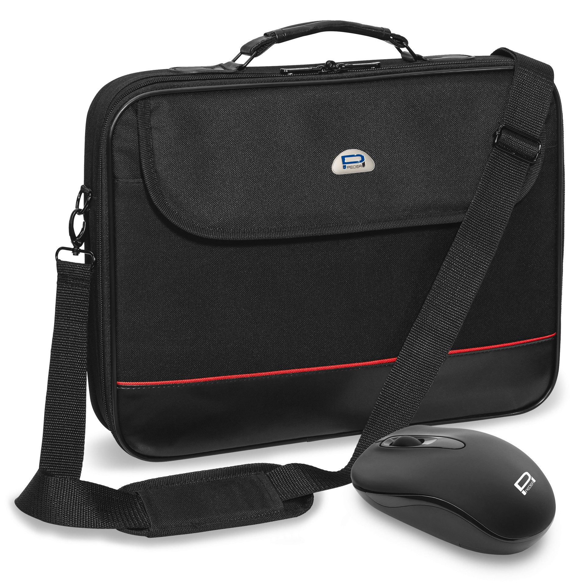 PEDEA Laptoptasche Notebooktasche TRENDLINE 17,3 (43,9cm) + Maus (Set, 2-tlg., bestehend aus Notebooktasche und kabelloser Maus), Set Umhängetasche mit Schultergurt