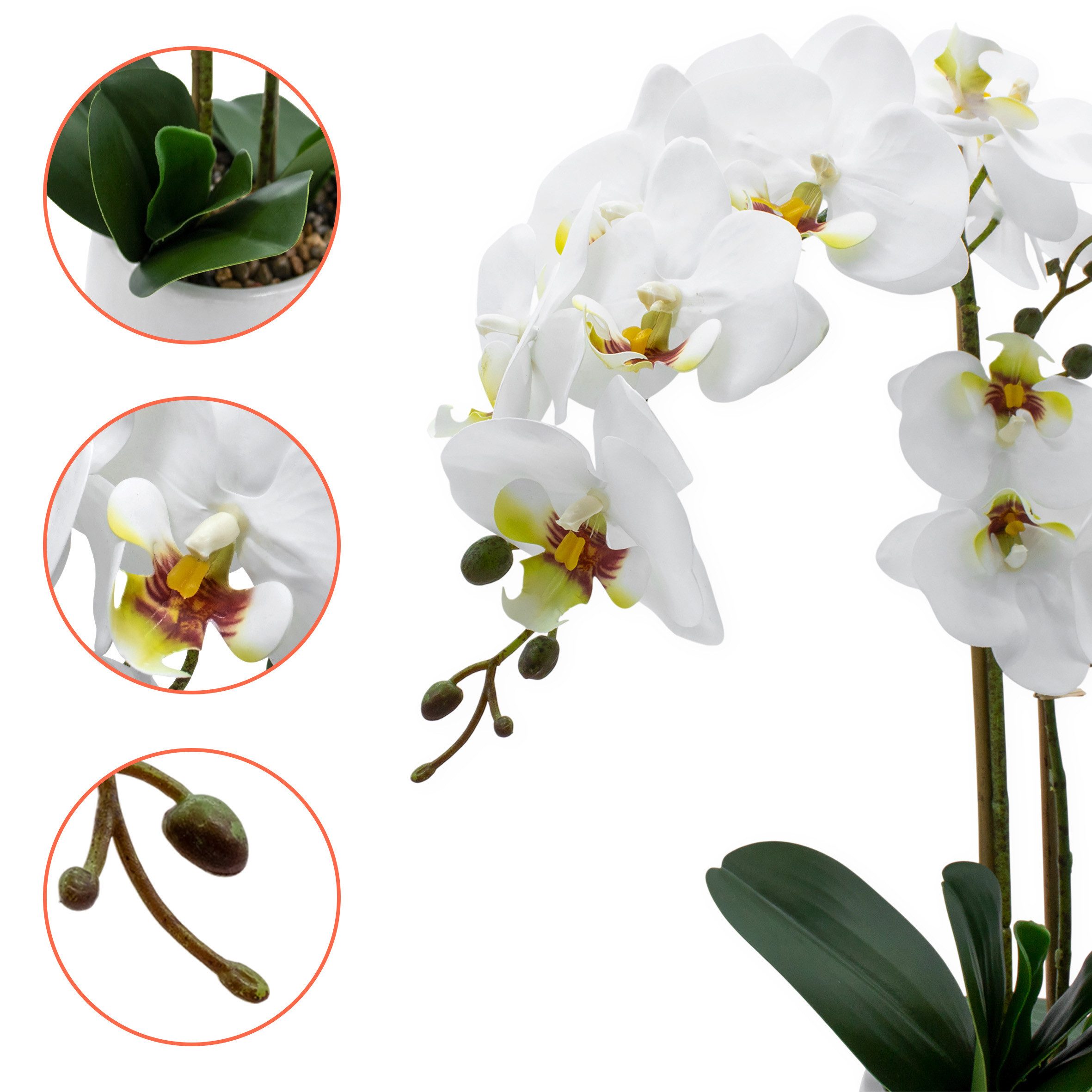 Kunstpflanze Künstliche Real-Touch Orchidee im Blumentopf Orchidee, Spetebo, naturgetreue Nachbildung – Bild 4 von 5