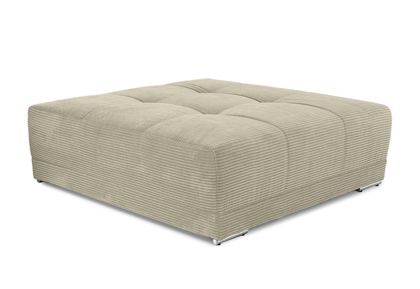 luma-home Polsterhocker 15177 (XXL-Hocker 120x120 cm mit Federkernpolsterung, passend zum Big Sofa), Cordstoff Beige Grau