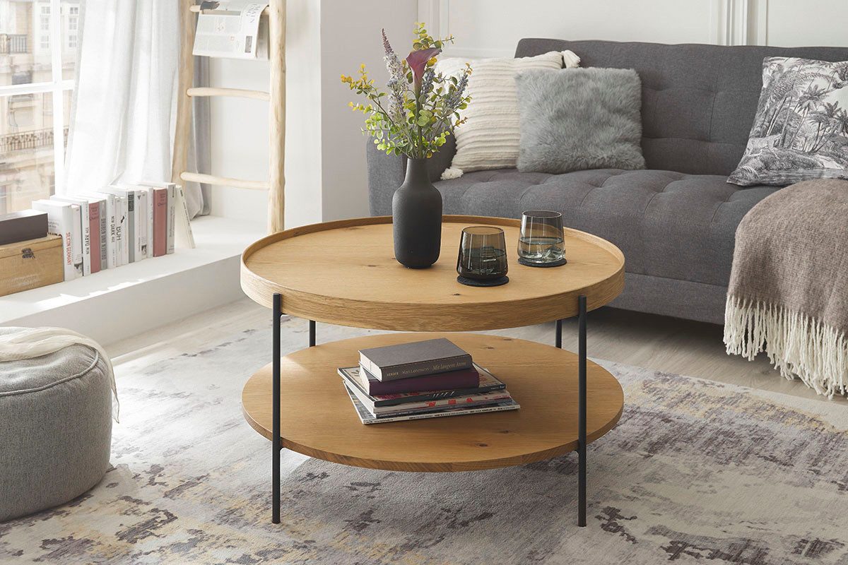 MCA furniture Couchtisch ARENAL Beistelltisch, Eiche furniert, mit Ablageplatte, Belastbarkeit 20 kg