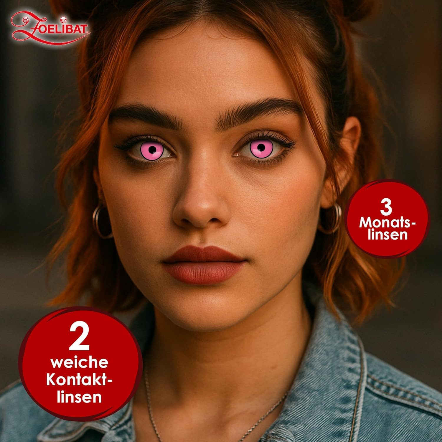 Party Factory Farblinsen Zoelibat Eyecatcher 3M Kontaktlinsen Pink Manson Effekt Look