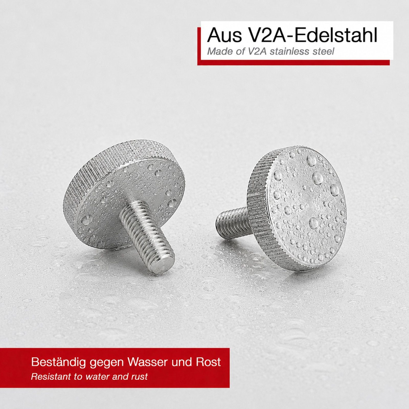 SO-TECH® Schraube Rändelschrauben M3-M10 DIN 635 Edelstahl V2A (SS304), (4 St), M3 x 10 mm, flache Ausführung ohne Schaft – Bild 3 von 5