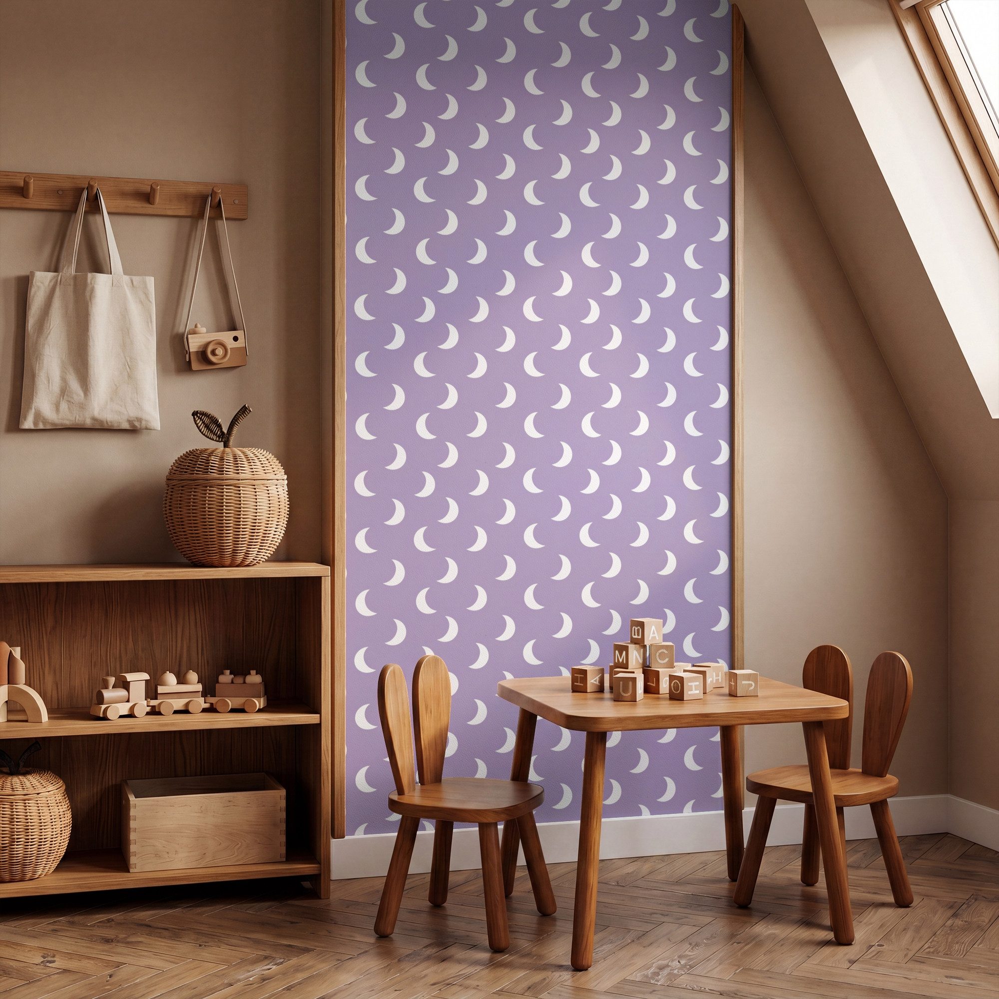OnlyWow Fototapete Mähne - Muster - Lila, Matt, bedruckt, Wandtapete, Schlafzimmer, Wanddekoration 100x220cm