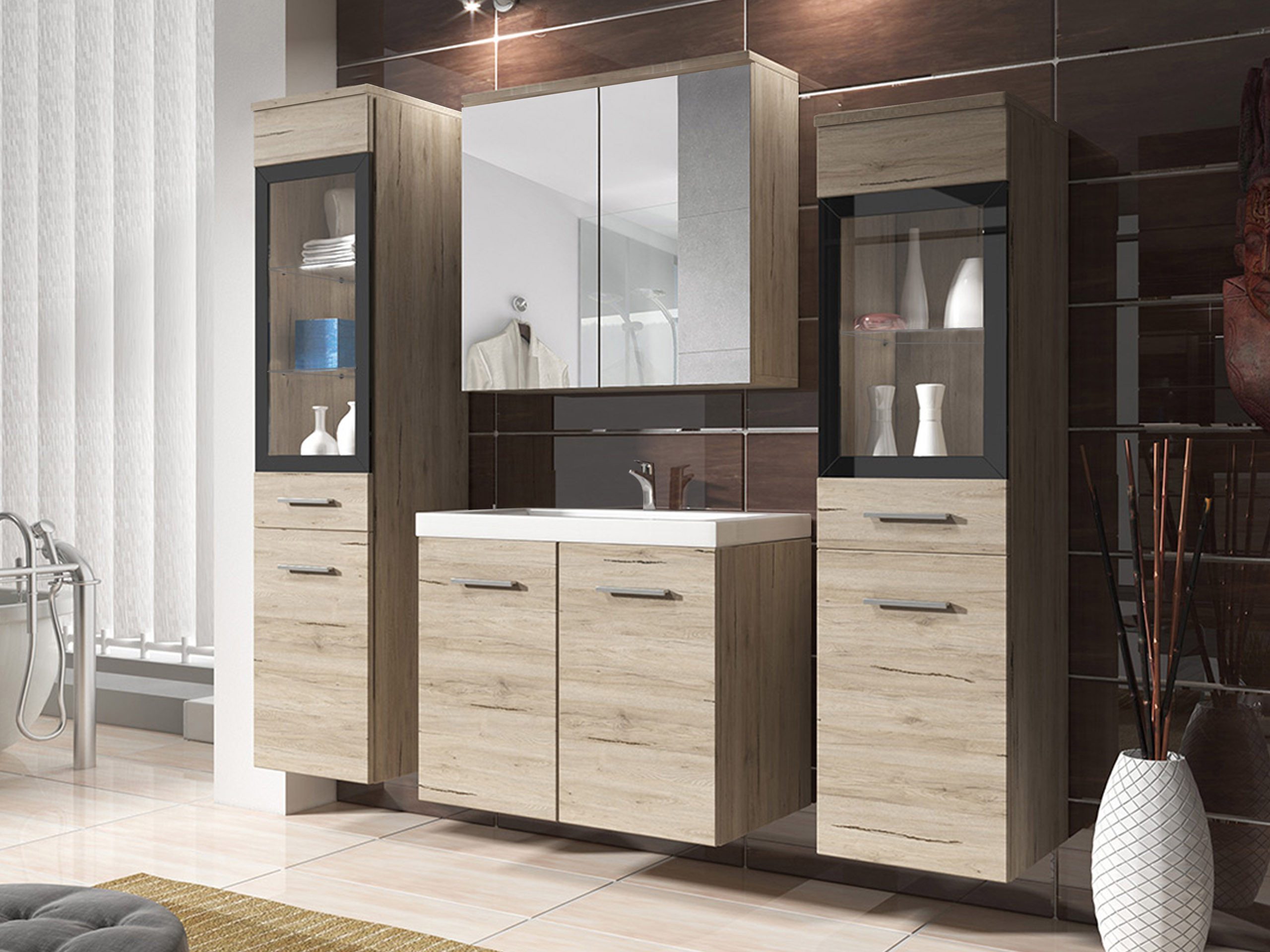 MIRJAN24 Badmöbel-Set Madrit II, (5er-Set, Waschbeckenschrank, günstig online kaufen