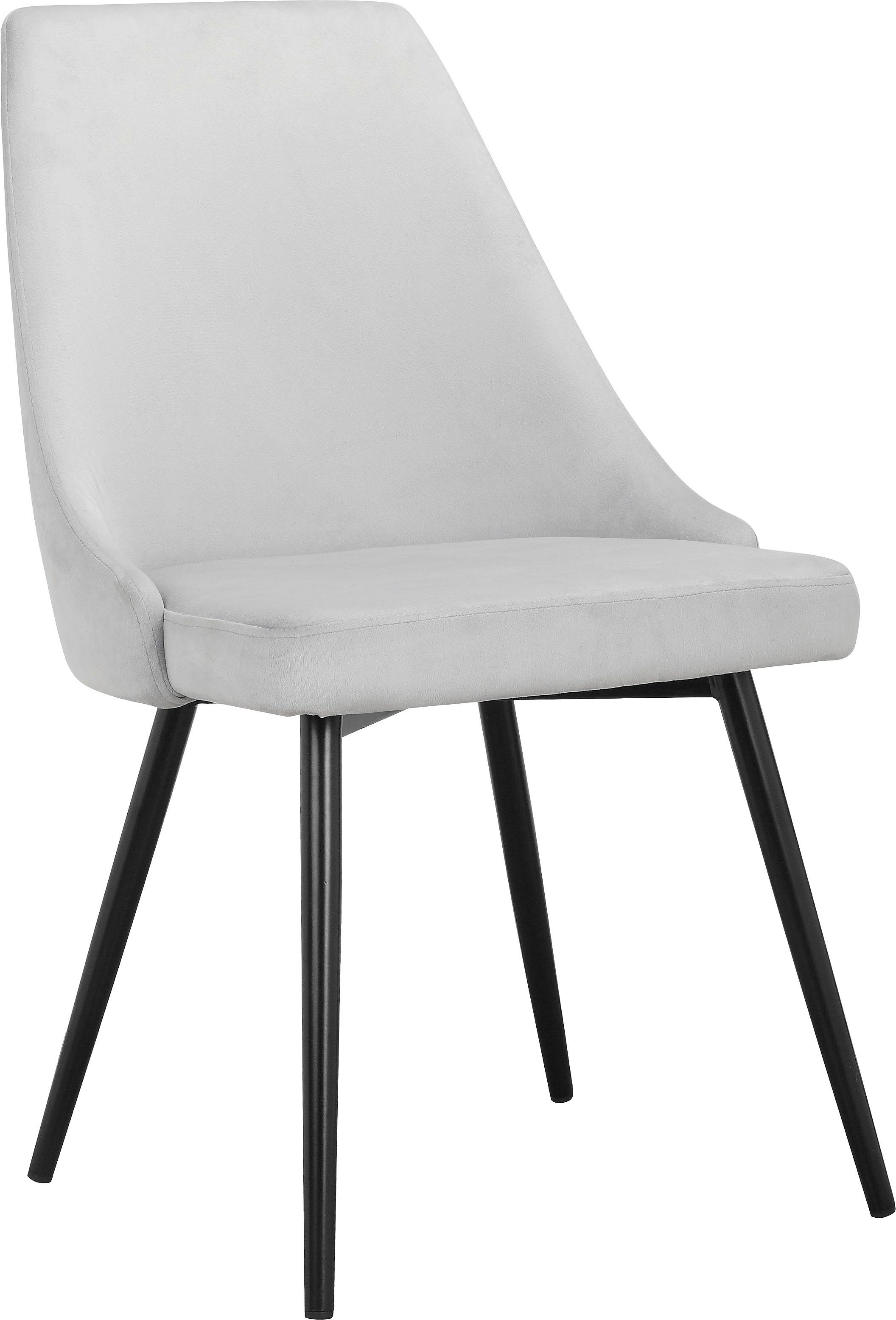INOSIGN Esszimmerstuhl schwarzen Malio 2 Sitzpolster Stuhl Metallbeinen mit hellgrau und (Set, | Rücken hellgrau eleganter St), und
