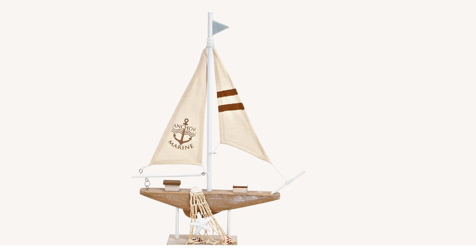 Dekofigur Segelboot Holzdeko Maritim, weiss 40cm