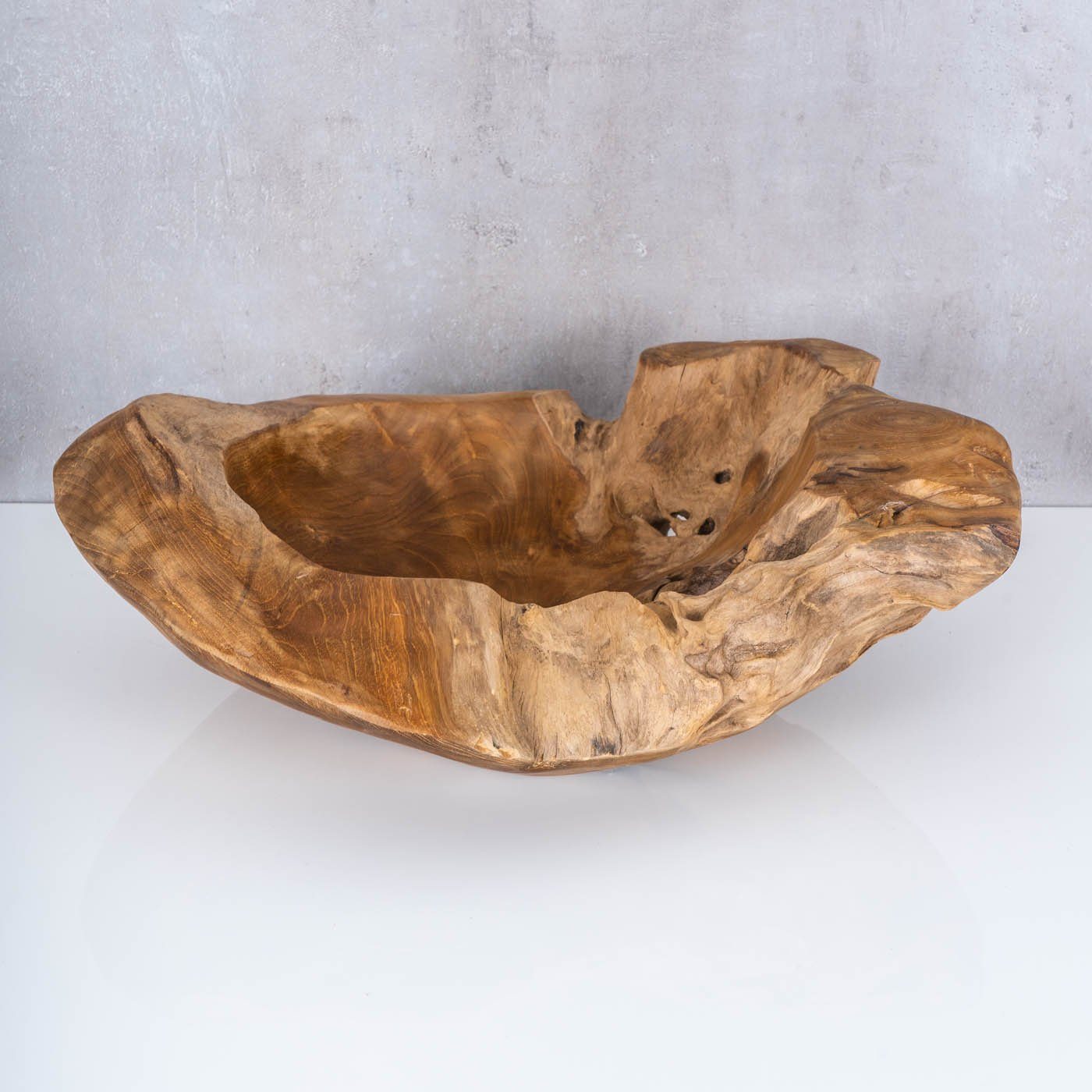 Levandeo® Dekoschale, Schüssel Schale Teakholz 50cm Teak Massiv Holz Obstschale Holzschale