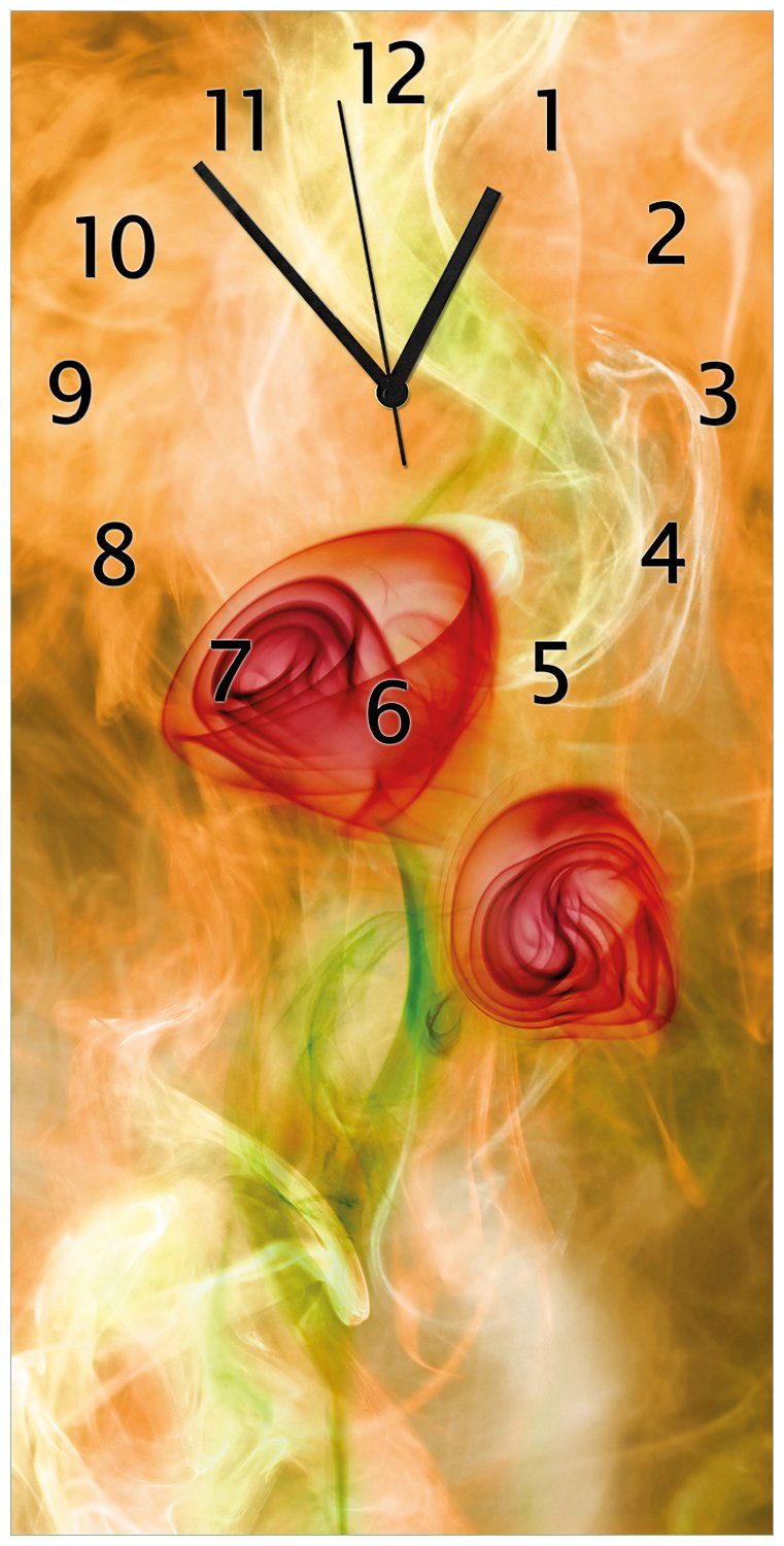 Wallario Wanduhr Abstrakte Rosen (Uhr aus Acryl)