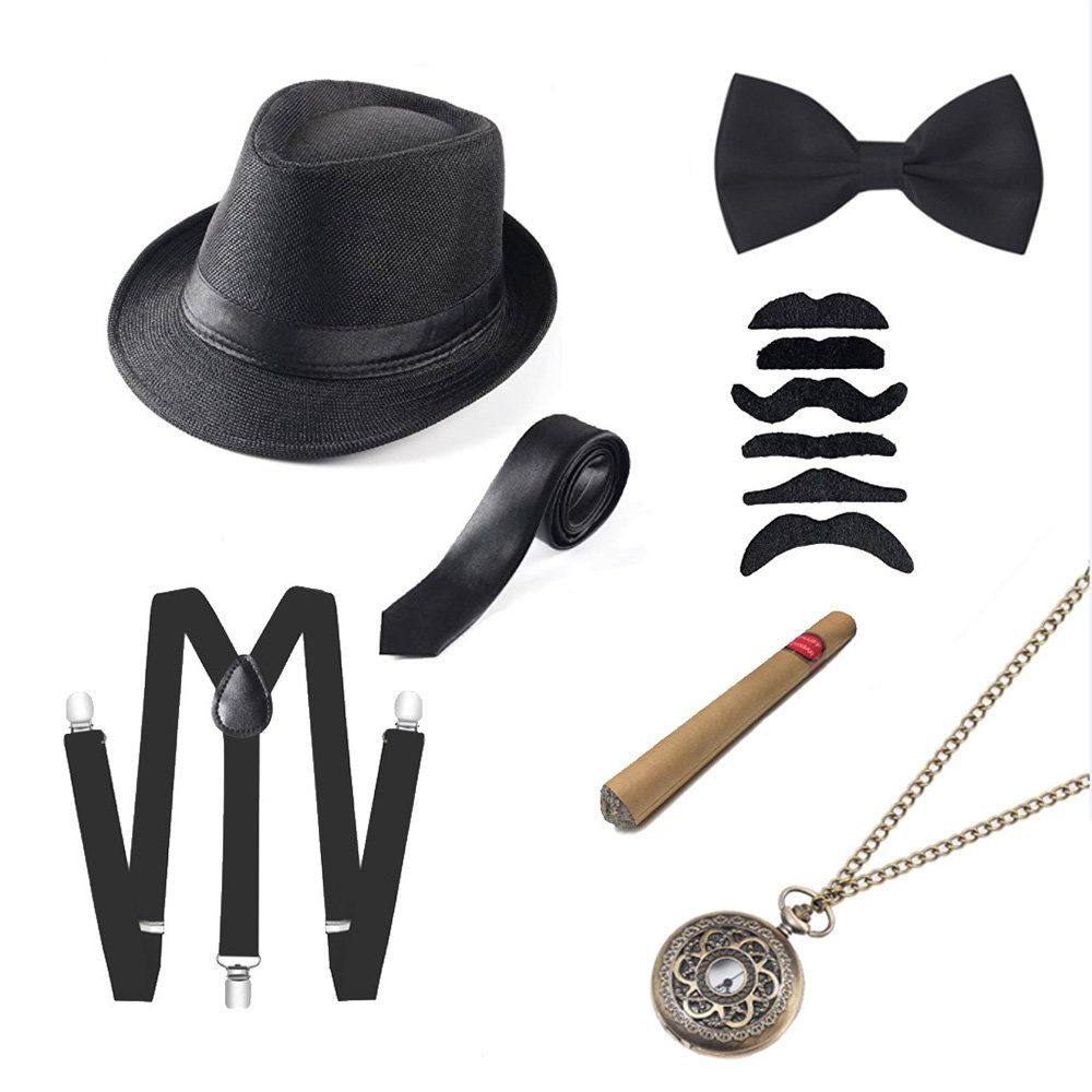 zggzerg Spielzeug-Ritterset 1920er Herren Accessoires Gatsby Gangster Kleidung Cosplay Kostüm