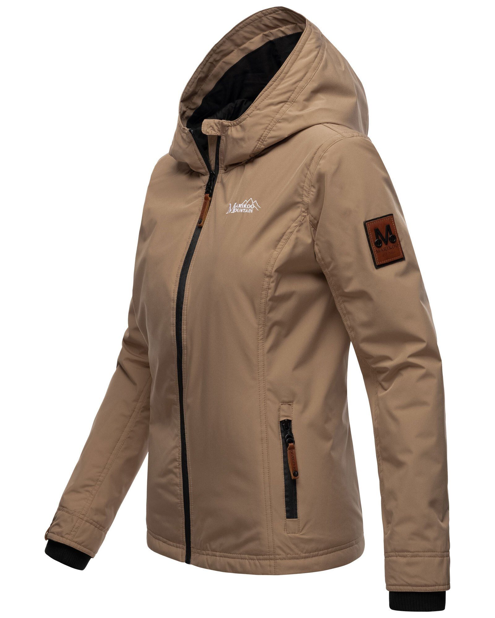 Marikoo Outdoorjacke Brombeere Sportliche Übergangsjacke mit Kapuze und schützendem Kragen